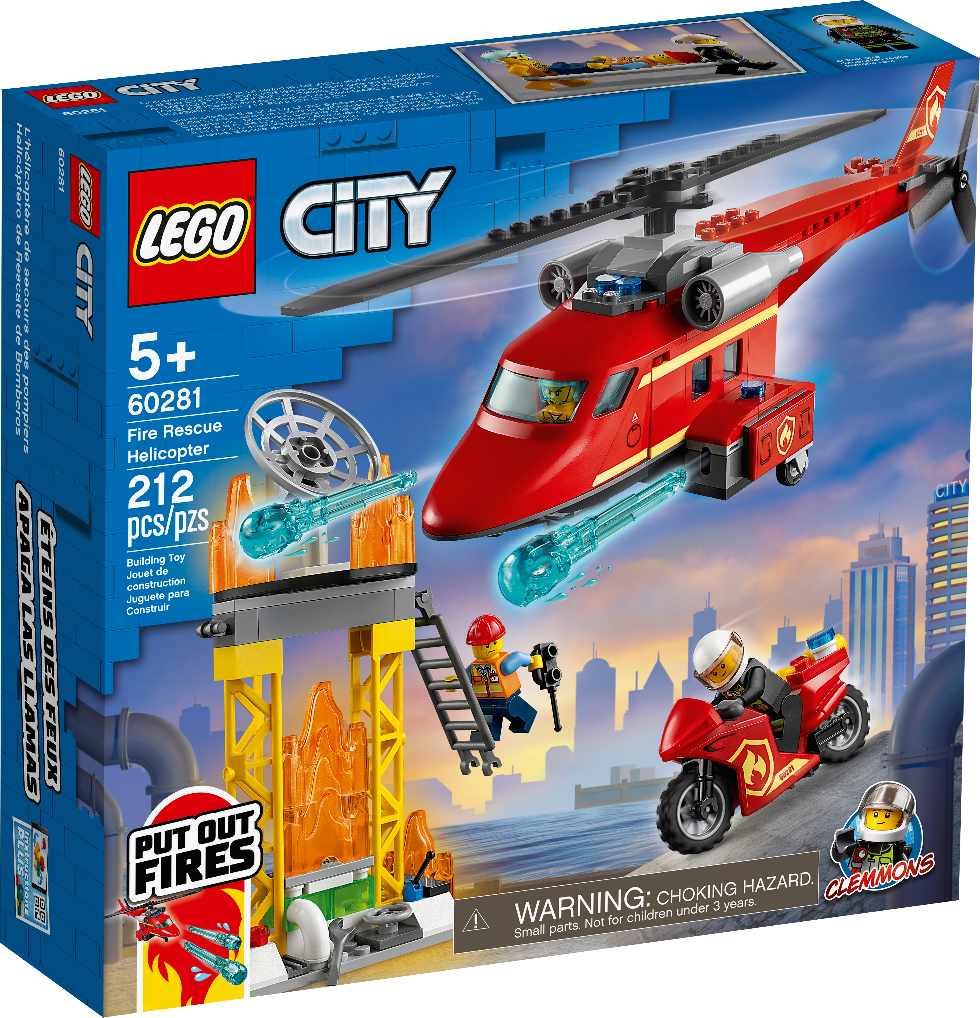 Lego City Downtown Fire Brigade Helicopter and Motorbike split from 60216 New 