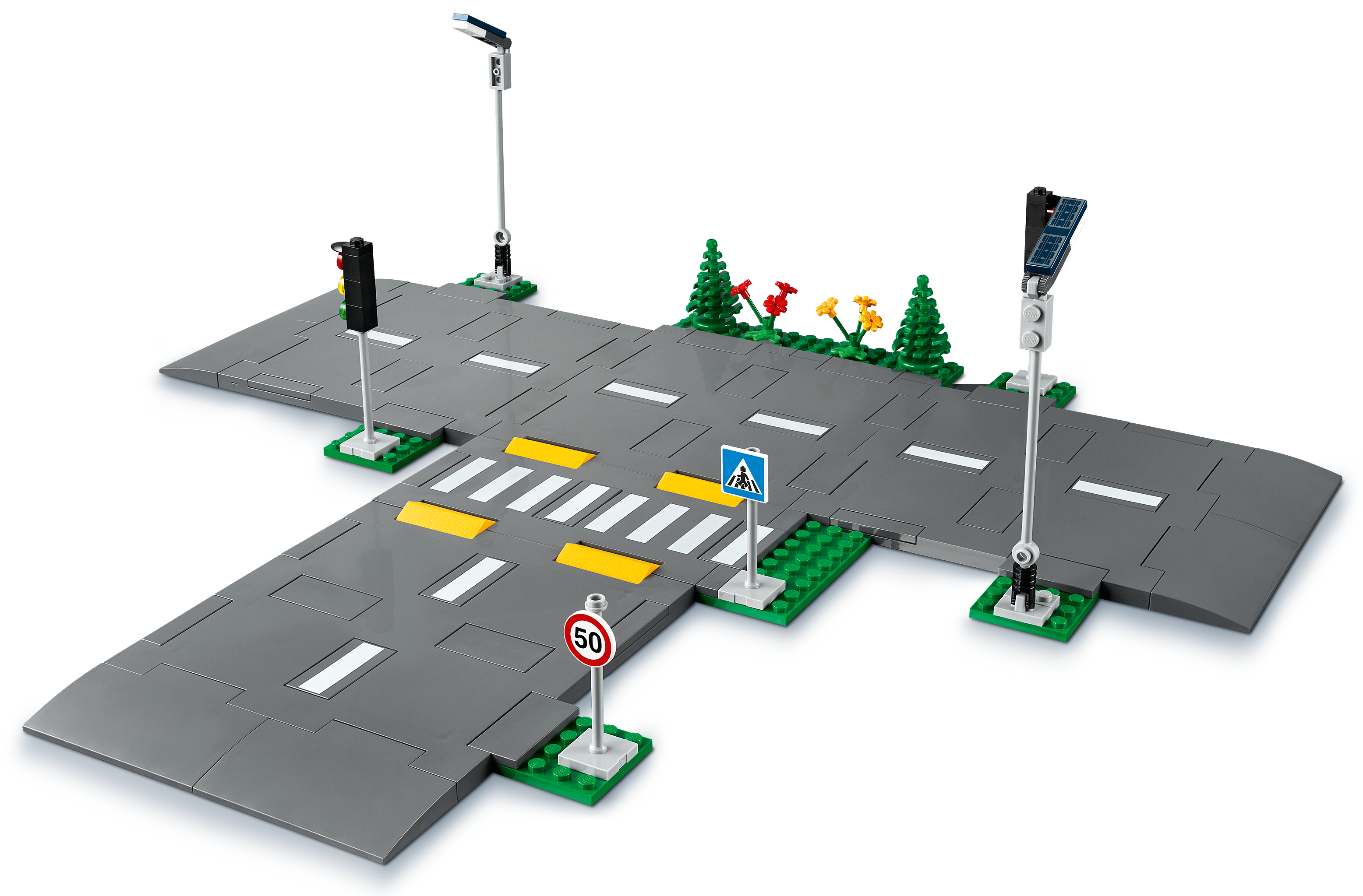 LEGO 60304 City Bases de Carretera Set de Construcción con Placas de Carretera, Semáforos y Ladrillos Que Brillan en la Oscuridad 