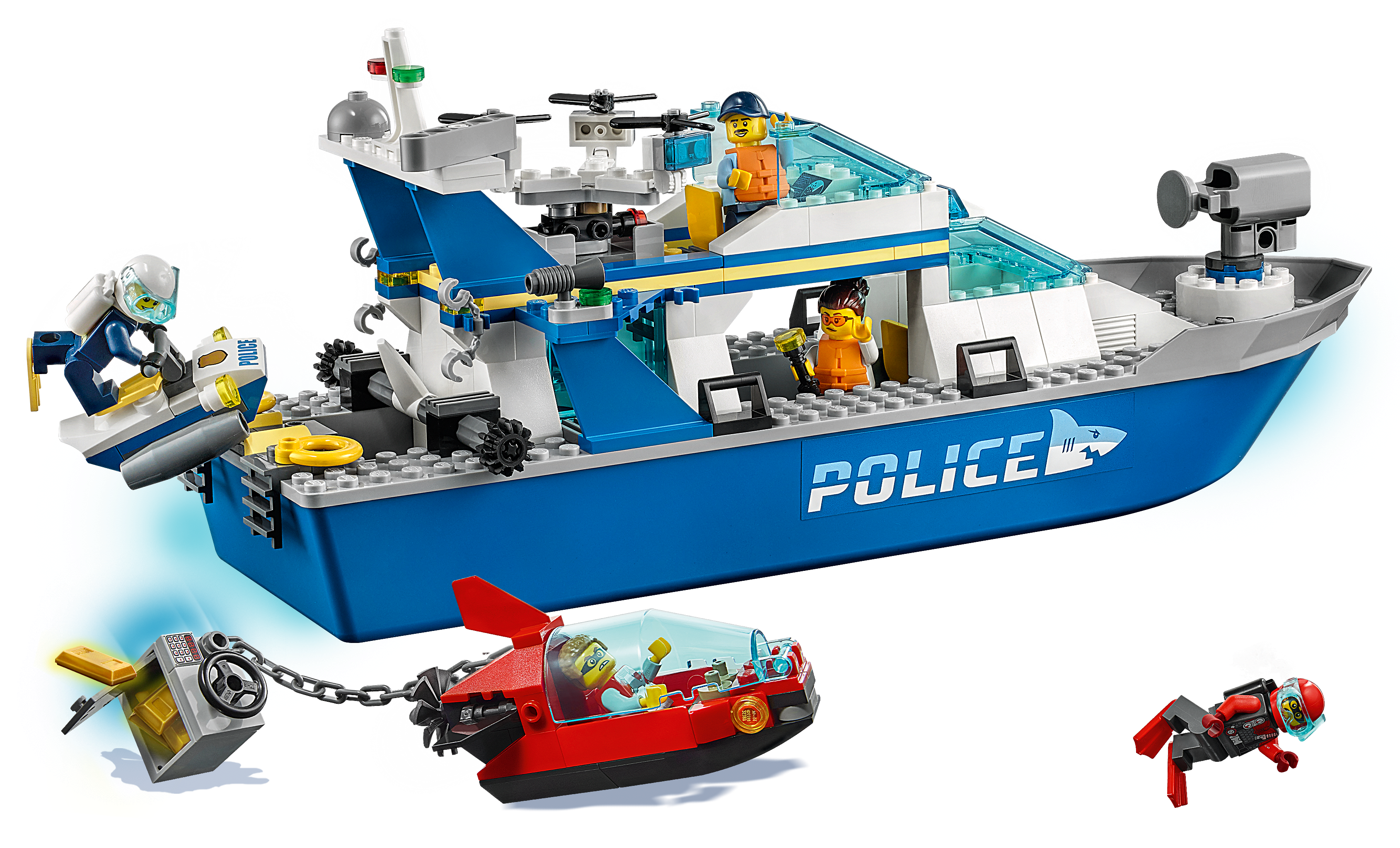 Lego blanc large caoutchouc radeau bateau avec la police stickers 