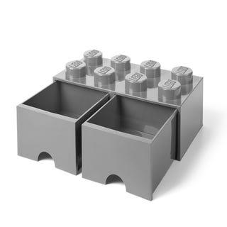 LEGO® 8 smeigių vidutinės akmens pilkos spalvos kaladėlės formos daiktų laikymo stalčius