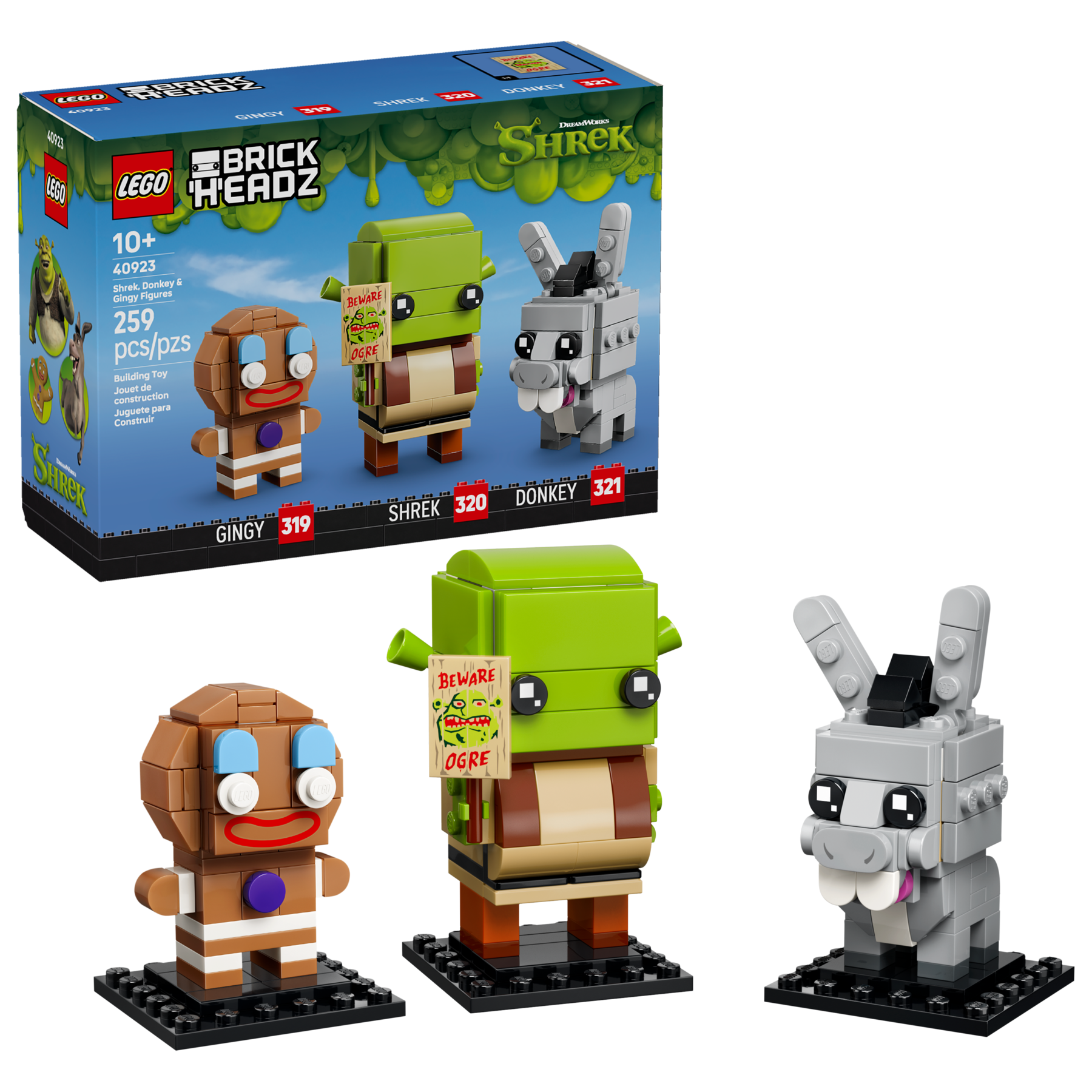 Shrek, Donkey & Gingy Figures 40923 | BrickHeadz | Buy online at