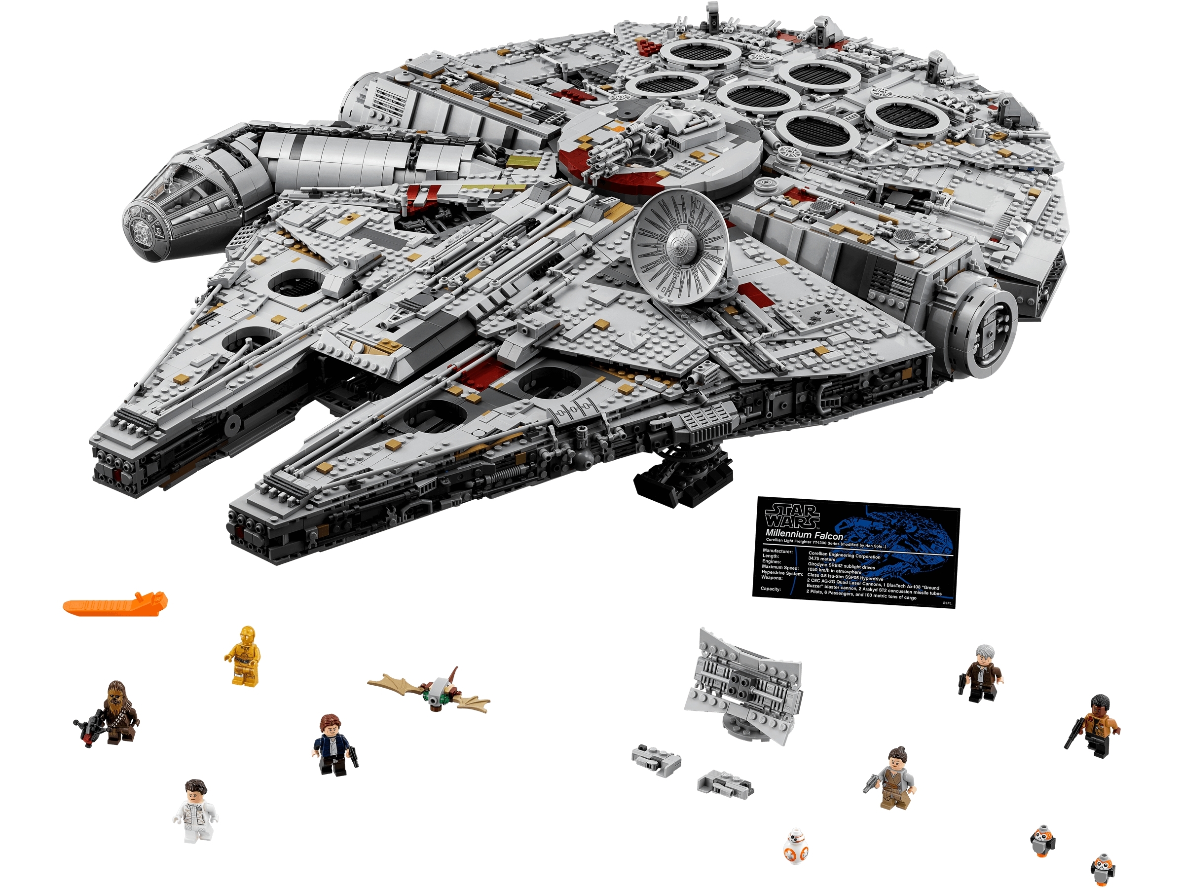 Lego Star Wars  Han Solo & Princess Leia Minifigures  Millennium Falcon 75192 
