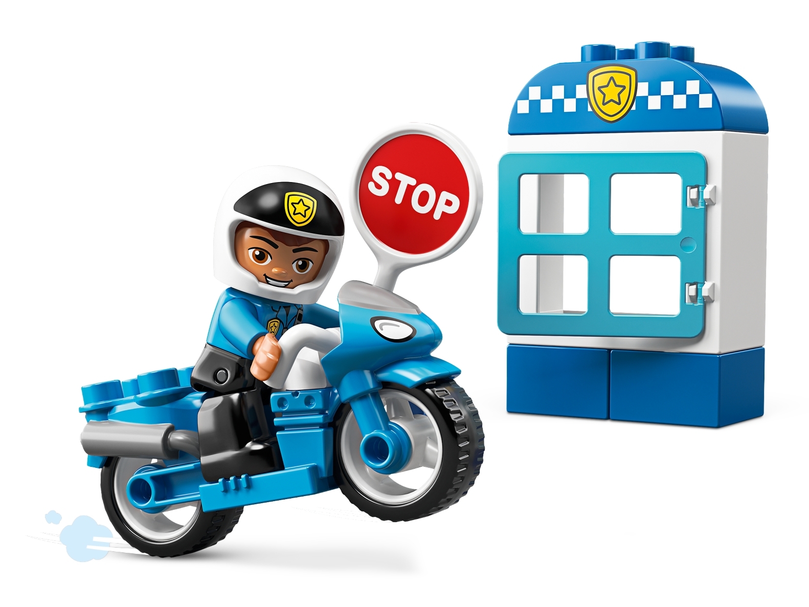 Lego Duplo Polizei Police Auto mit Blinklicht Sirene, Motorrad und Figur  #D/18