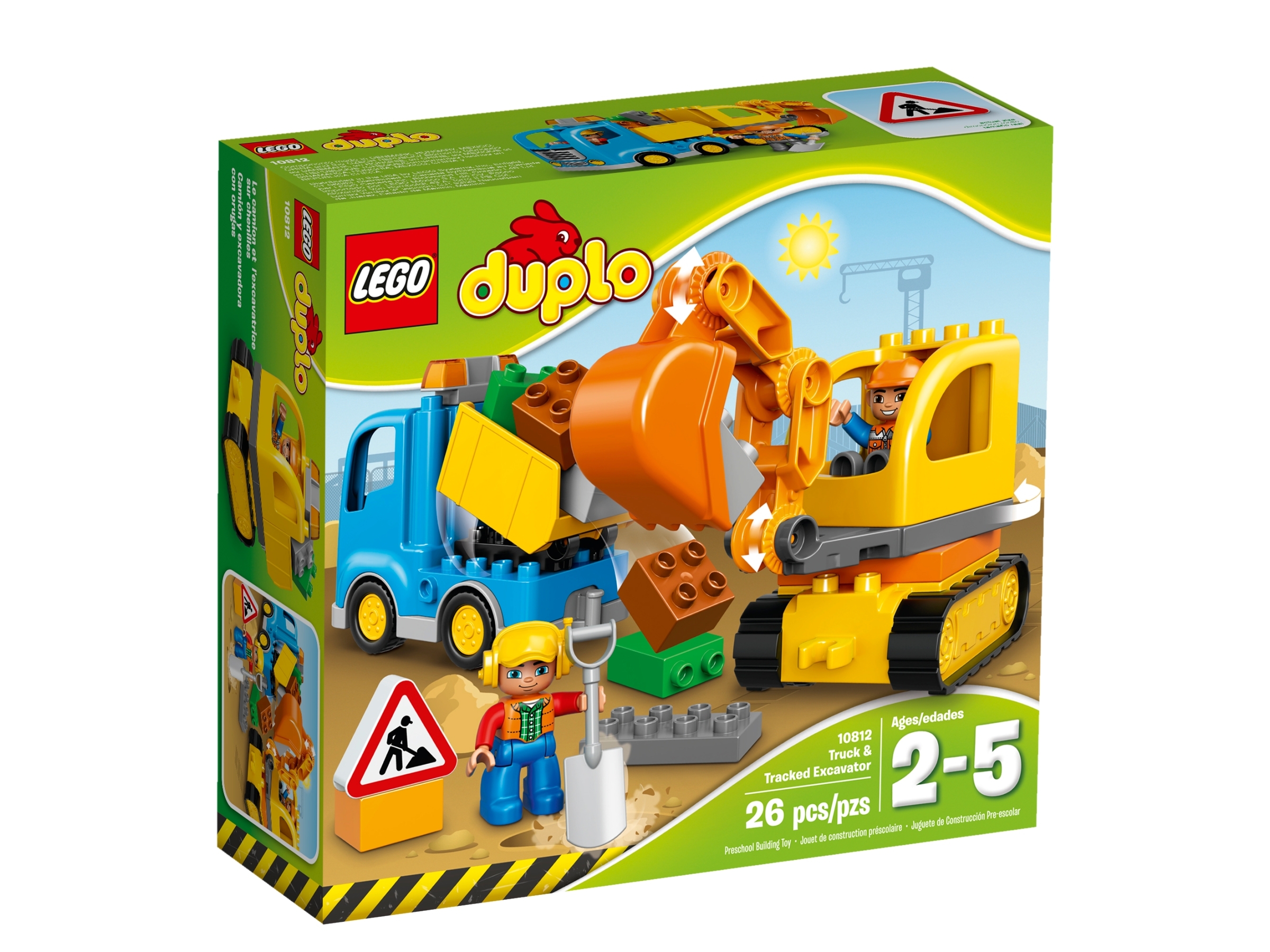 Lastbil og gravemaskine på | DUPLO® | LEGO® Shop