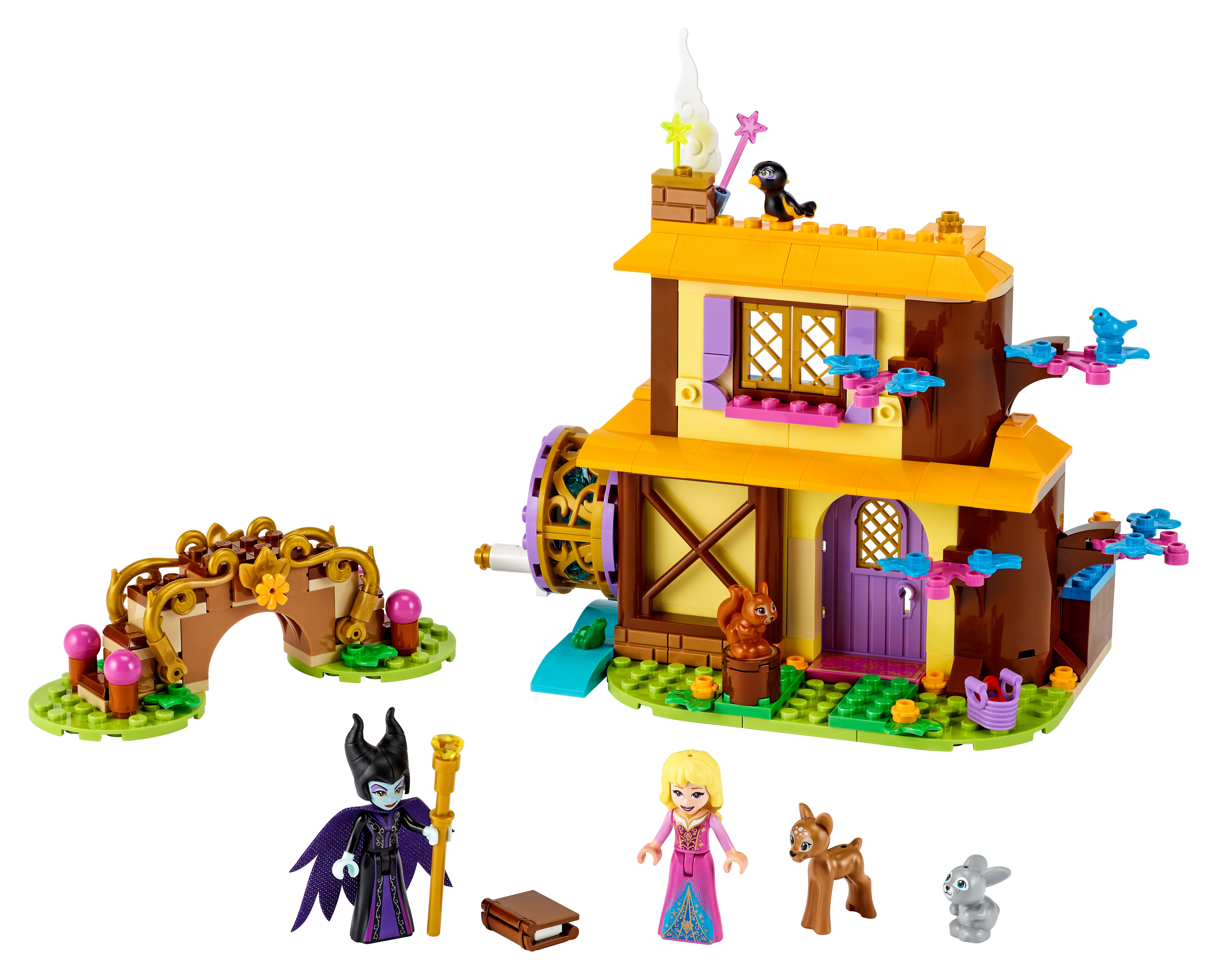 LEGO 43188 Disney Princess Auroras Hütte im Wald mit Prinzessin Dornröschen Maleficent als Mini-Puppen und Tierfiguren kleines Geschenk für Kinder