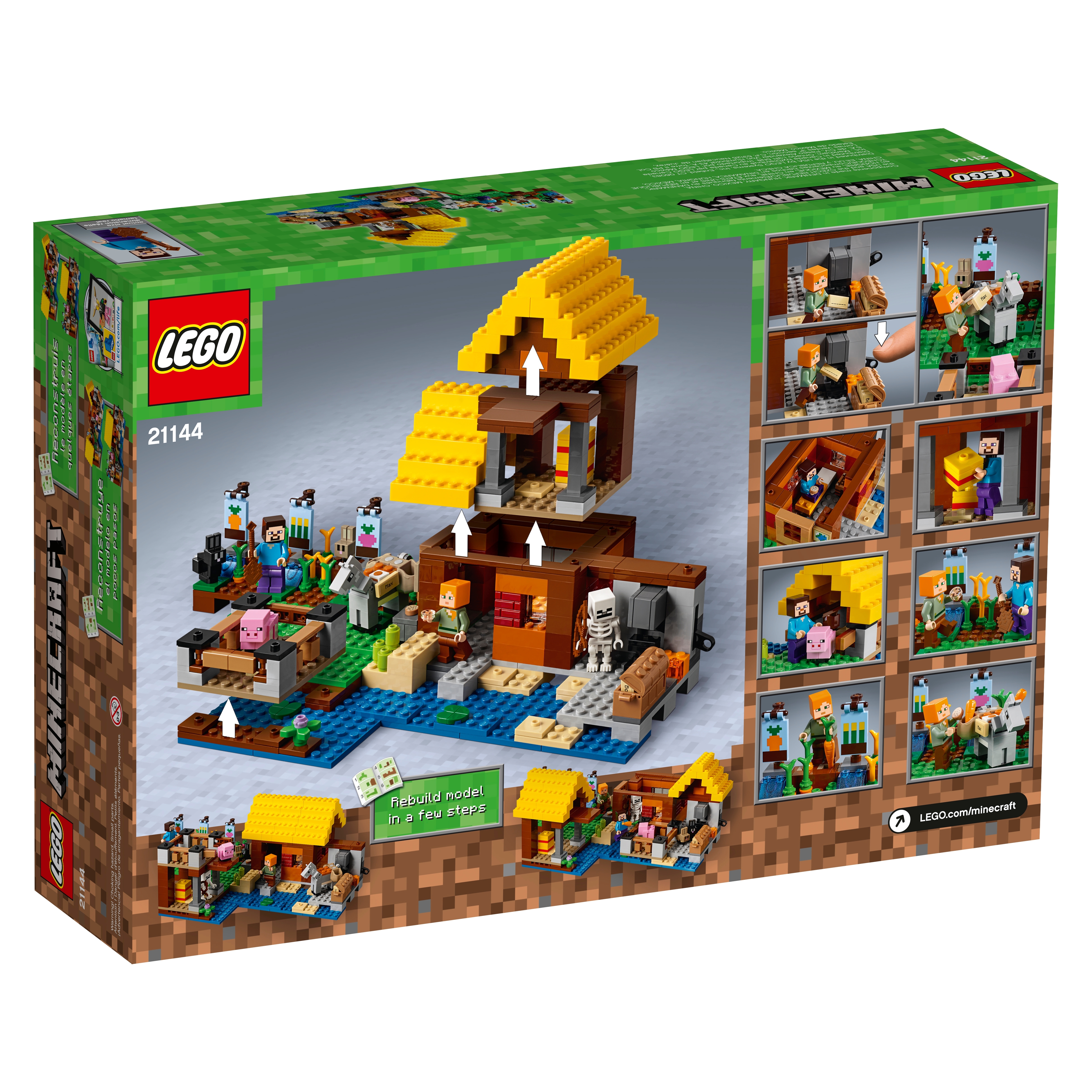 Lego Minecraft Farm Haus 21144 mit Figuren und Tieren Set Spielzeug NEU 