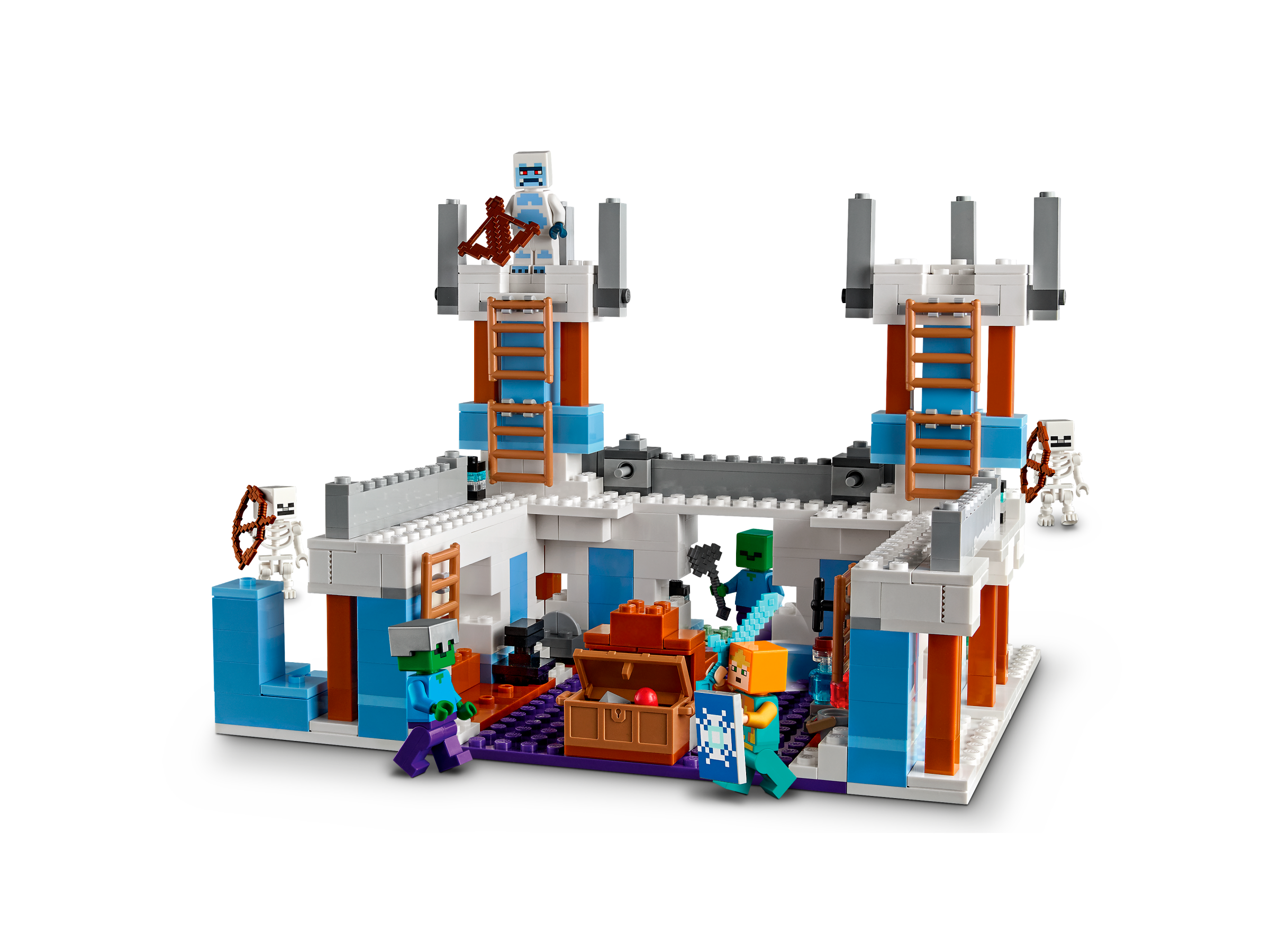 LEGO 21186 Minecraft Le Château de Glace, Jouet avec Épée en Diamant des 8  ans, avec Figurines de Squelette et Zombie