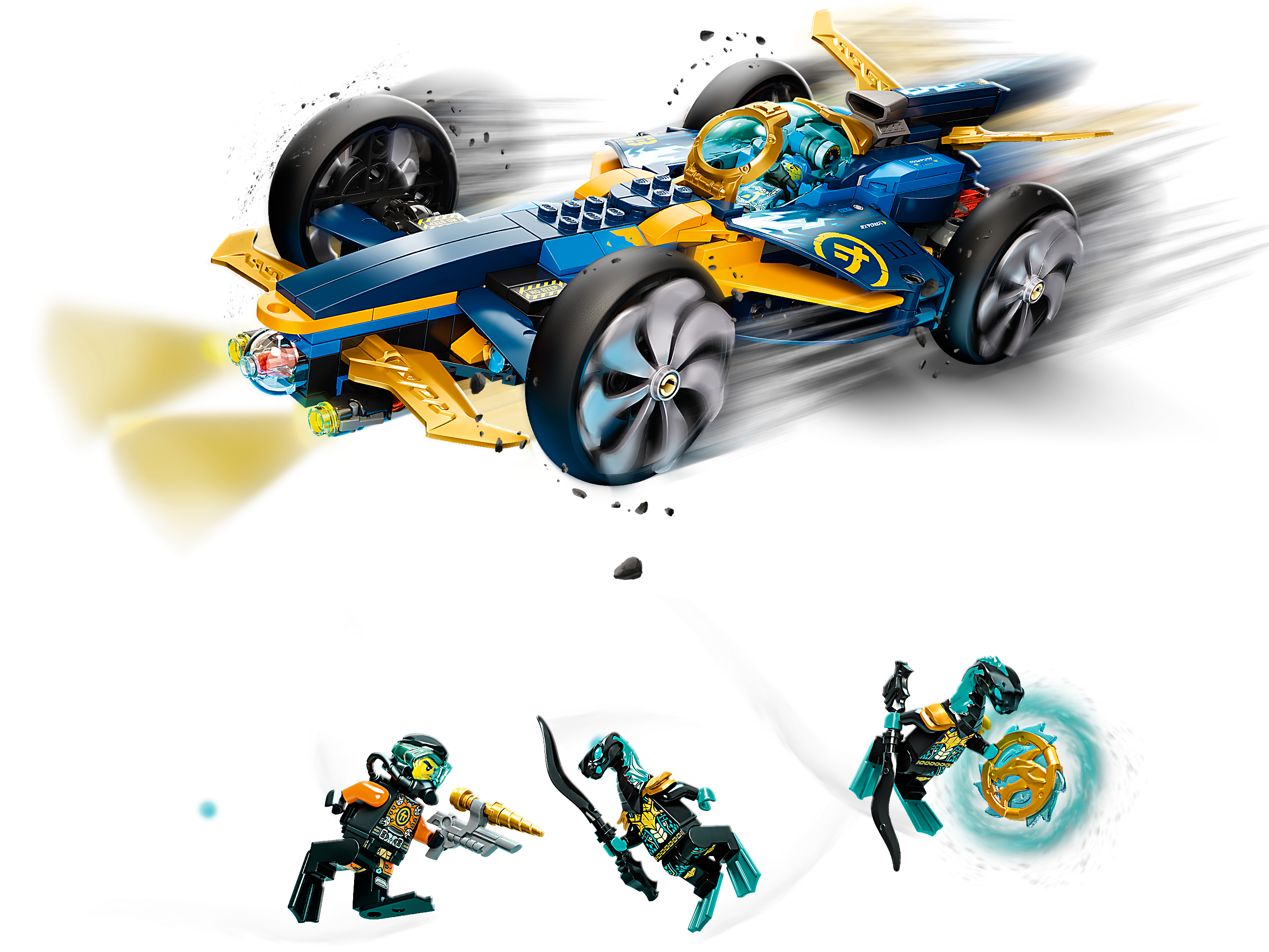sous-Marin et Voiture avec Mini Figurines de Cole et Jay /& 71745 Ninjago La Moto de la Jungle de Lloyd avec Les Minifigurines LEGO 71752 Ninjago Le Bolide Ninja sous-Marin Set de Construction