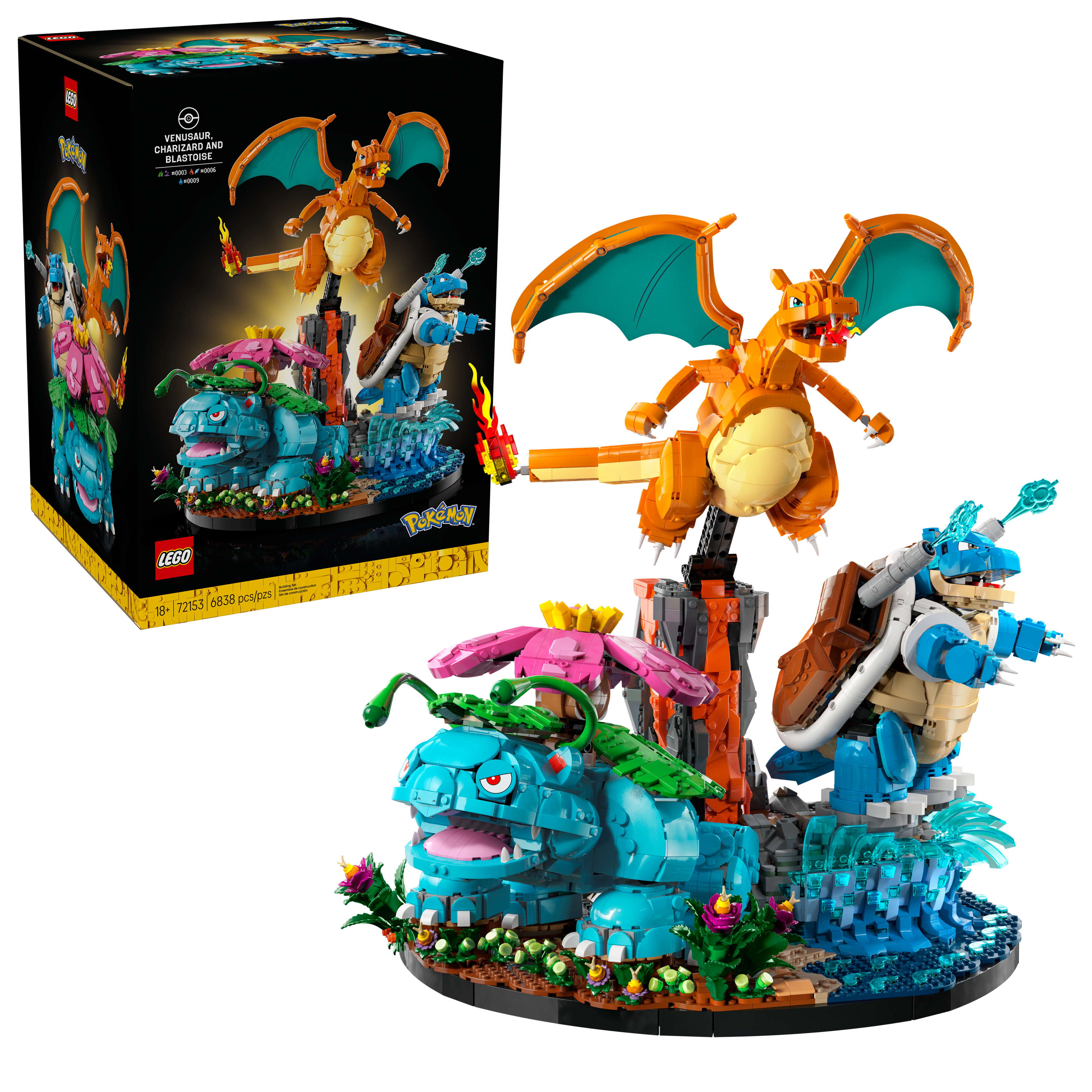 Venusaur, Charizard and Blastoise