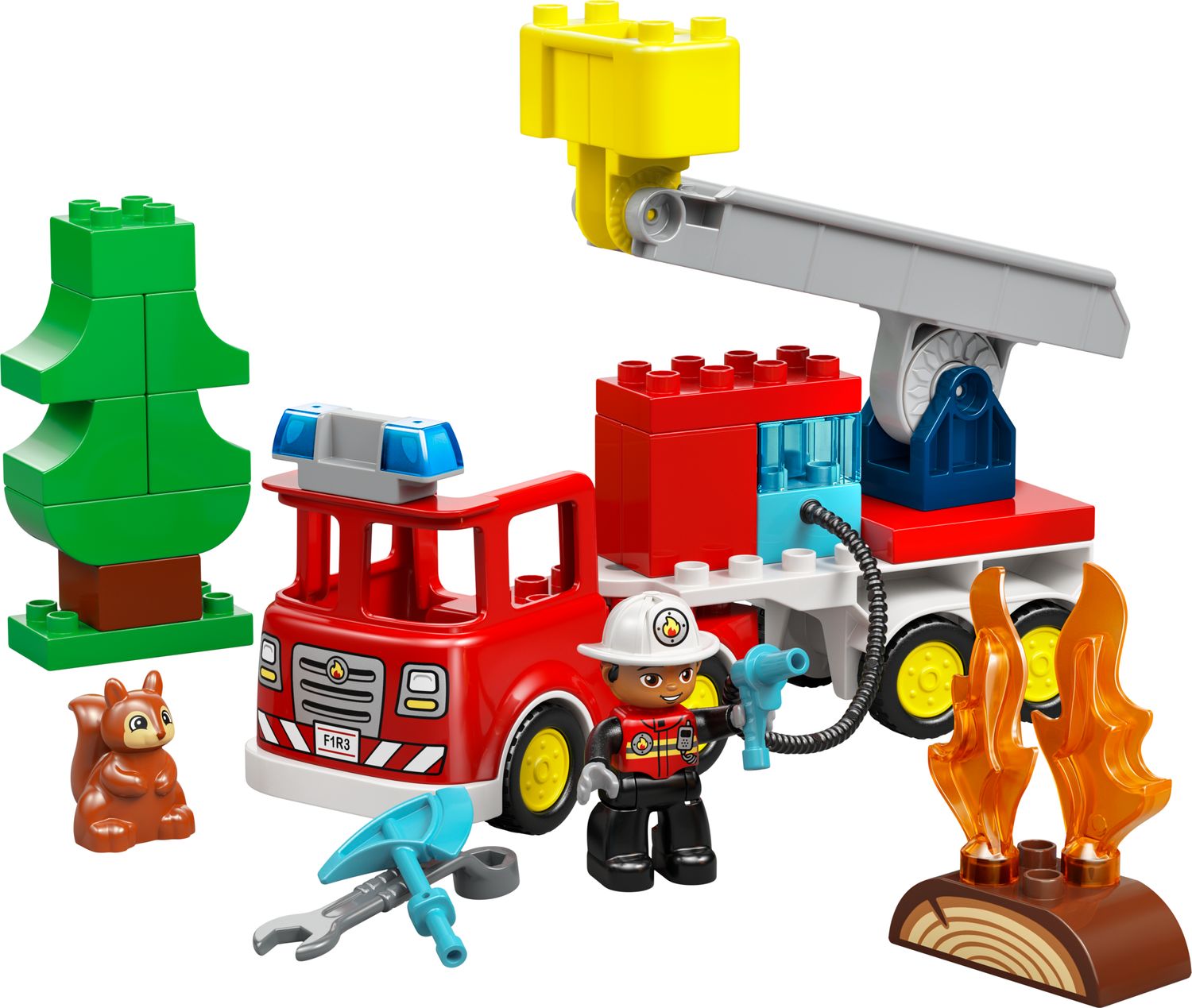Fire Truck with Hose and Firefighter