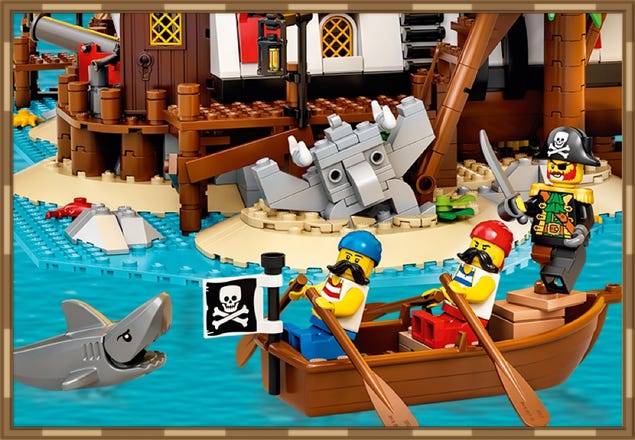 Teca per LEGO 21322 Pirates of Barracuda bay – L 70 x P 40 x H 65 cm