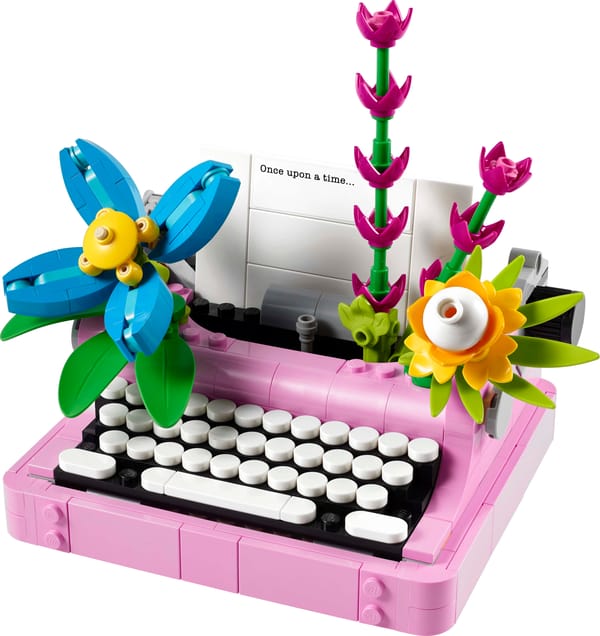 Skrivemaskine med blomster