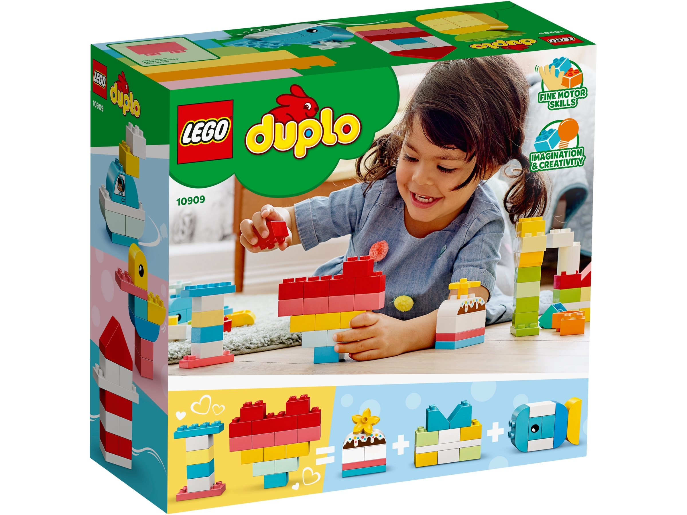 LEGO DUPLO 10909 Heart Box Toddler Gift Set 80 Piece Whale Duck Helicopter 18m+ 