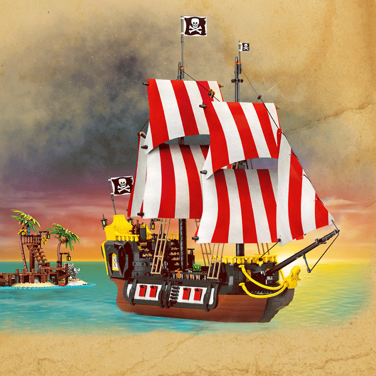 Segel Set kompatibel mit LEGO Schiff 21322 Pirates of Barracuda Bay Blau 