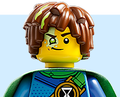 Minifigurka przedstawiająca Mateo, czyli postać z serii LEGO DREAMZzz, na błękitnym kwadratowym tle