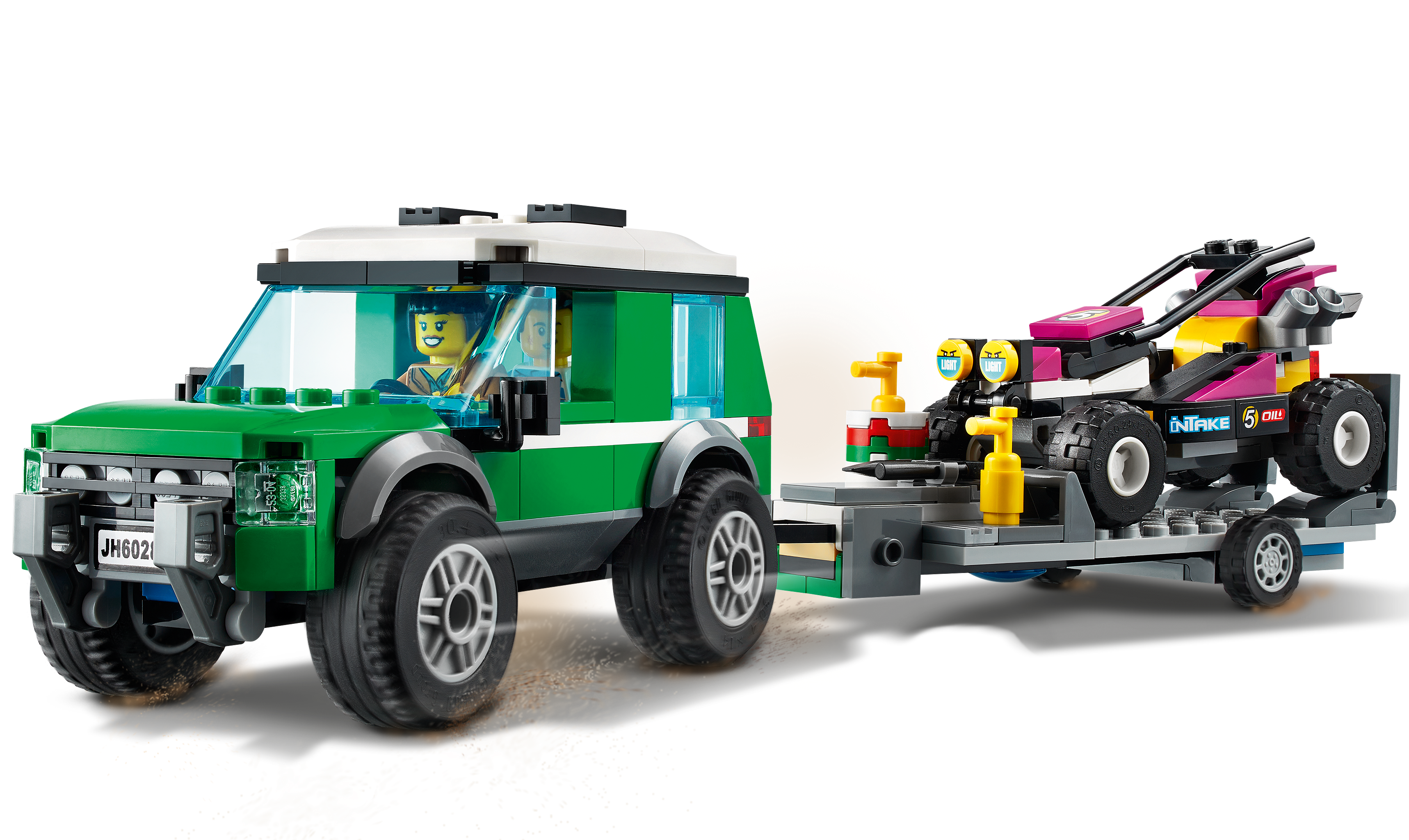 LEGO 60288 City Rennbuggy-Transporter Truck mit Anhänger und lenkbarem Baja-Rennwagen