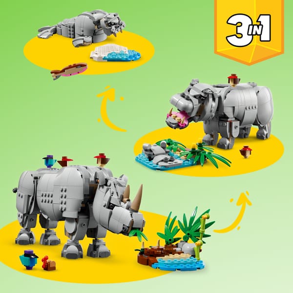 Wild Animals: Majestic Rhino with Birds - Image 5