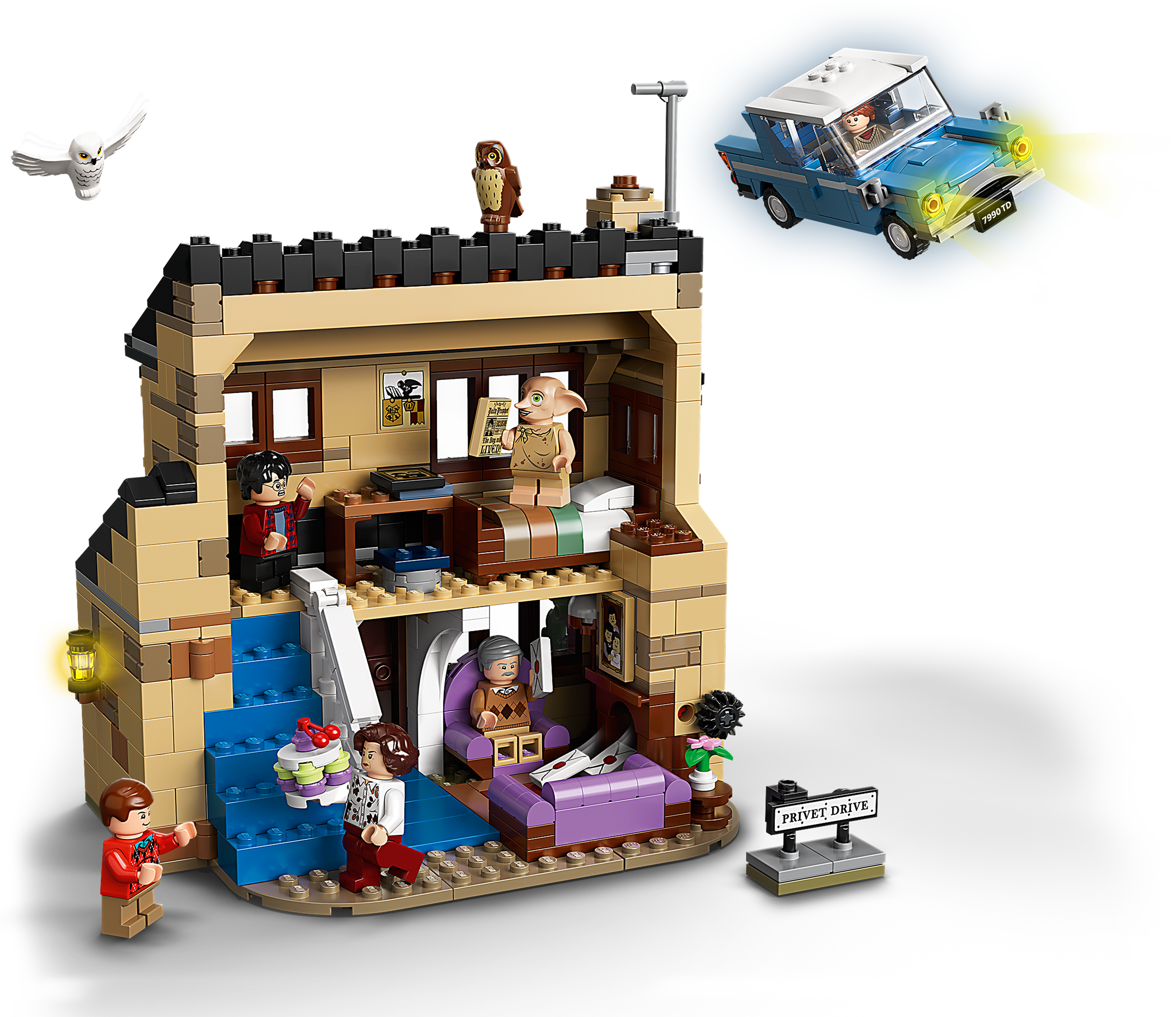 LEGO Harry Potter 4 Privet Drive 75968 House and Ford Anglia Flying Car  Toy, Wizarding World Gifts for Kids, Girls & Boys with Harry Potter, Ron