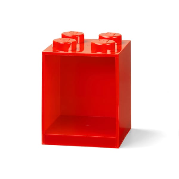 4-Stud Brick Shelf – Bright Red - Image 1