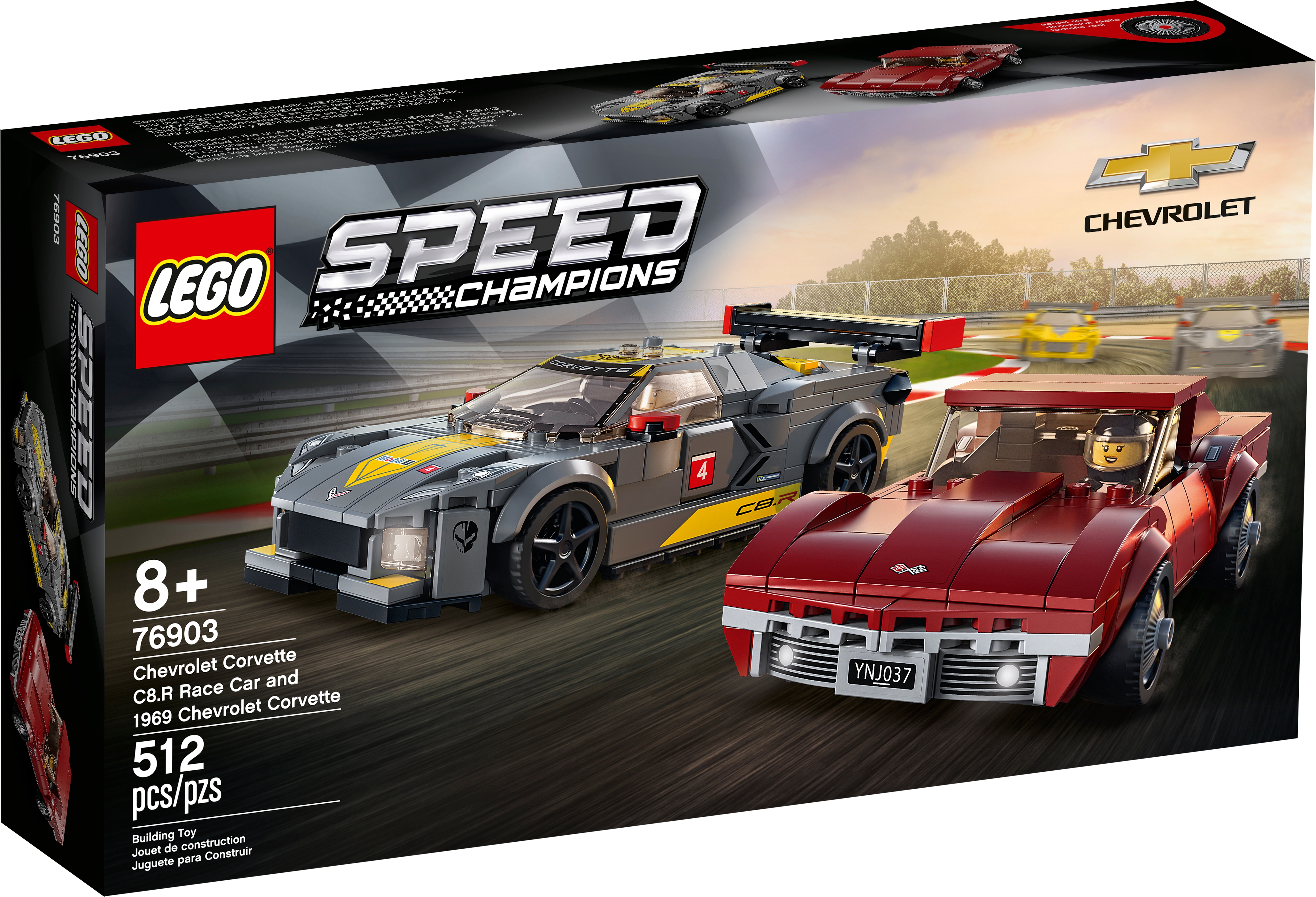 LEGO Speed Champions Chevrolet Corvette C8.R Race Car and 1969 Chevrolet  Corvette 76903 Building Kit; New 2021 (512 Pieces)