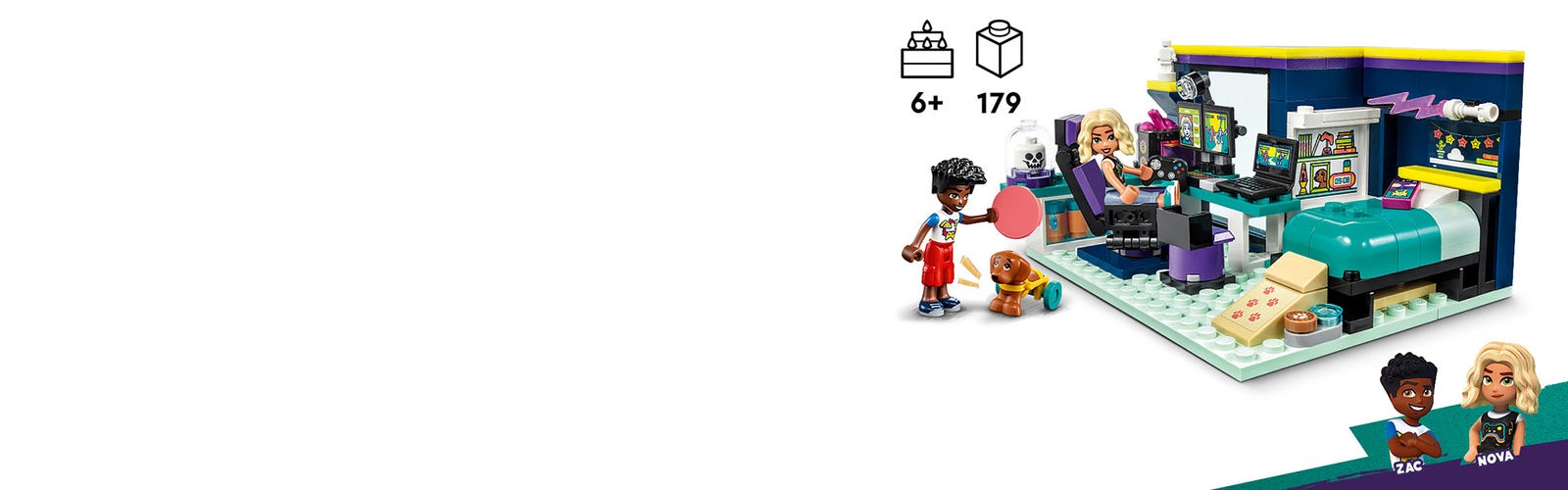 LEGO Friends 41755 La Chambre de Nova, Jouet sur Le Thème du Gaming, à  Collectionner avec la Mini-Poupée 2023 Zac et Chien Pickle, Idée Cadeau  Enfants