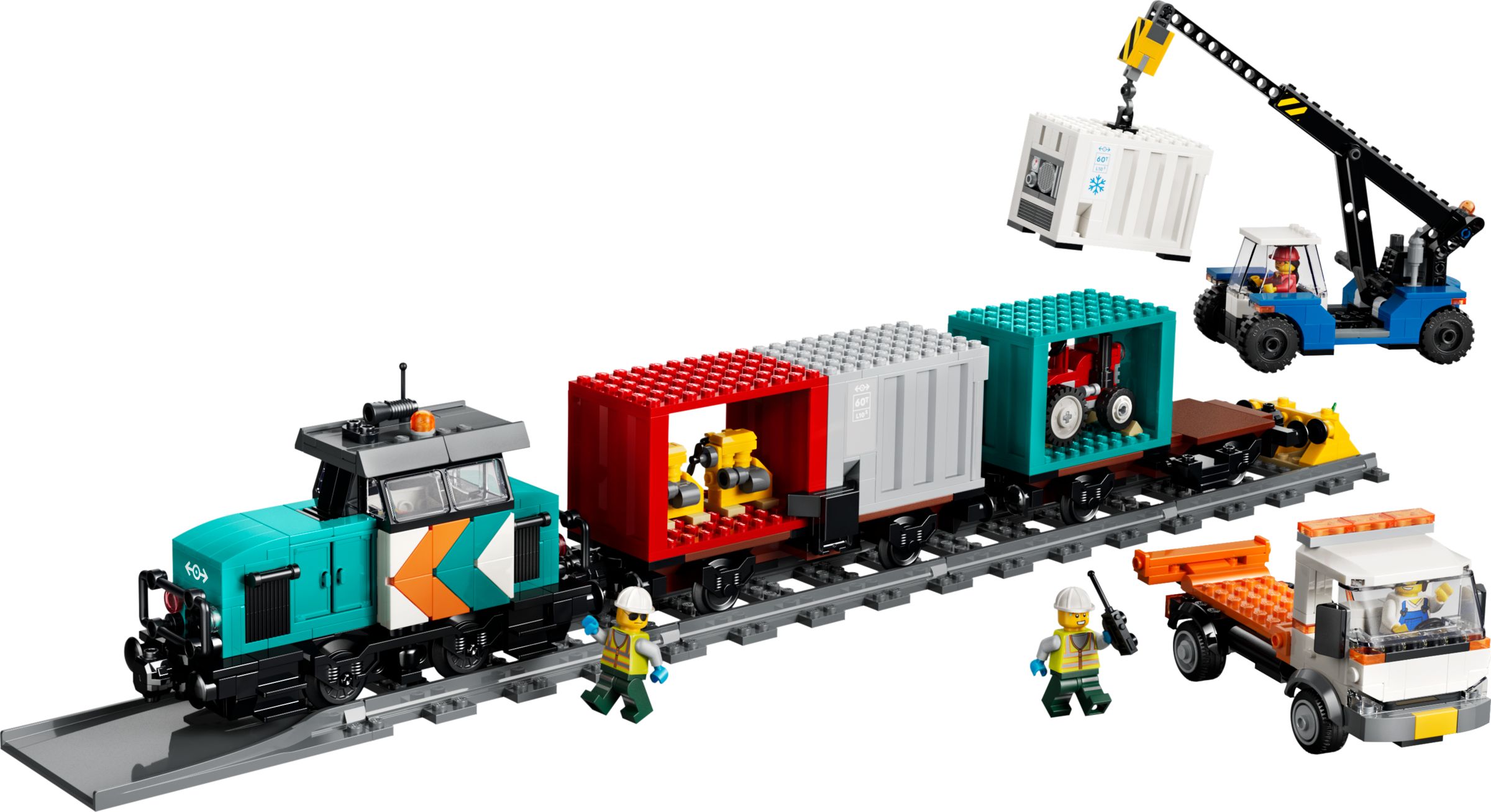 Set LEGO City 60509 Le train de marchandises du port avec grue et camion