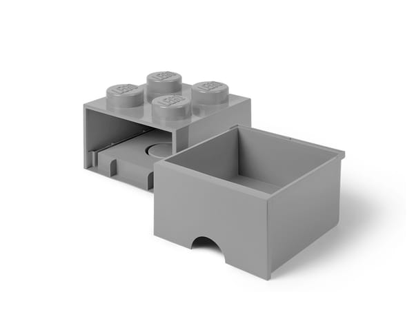 LEGO® 4-Stud Medium Stone Gray Storage Brick Drawer - Image 4