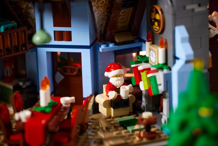Visite du père Noel lego cadeau fête hivers