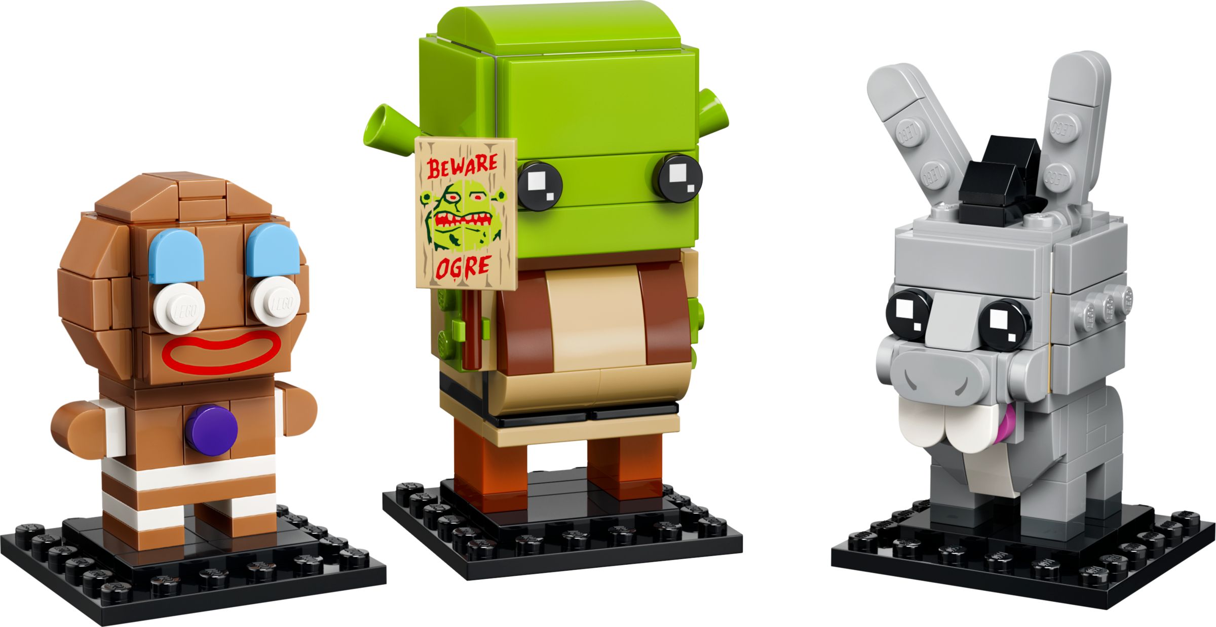 Set  LEGO BrickHeadz 40923 Figurines de Shrek, l'Âne et Ti Biscuit