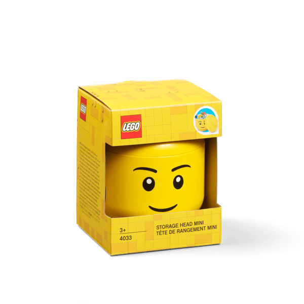 LEGO 5006258 Mini boîte de rangement en forme de tête de garçon – Jaune vif — visuel 2 sur 6