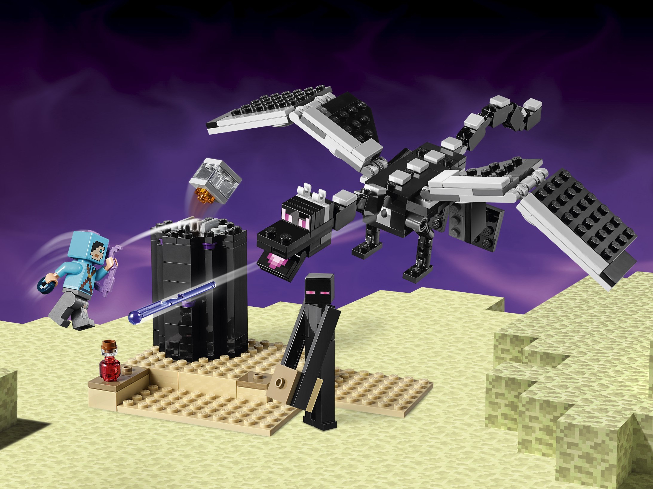 Mattel Minecraft END BATTLE - Ender Dragon - Mini-Figure Set ( Complete )  VGW5