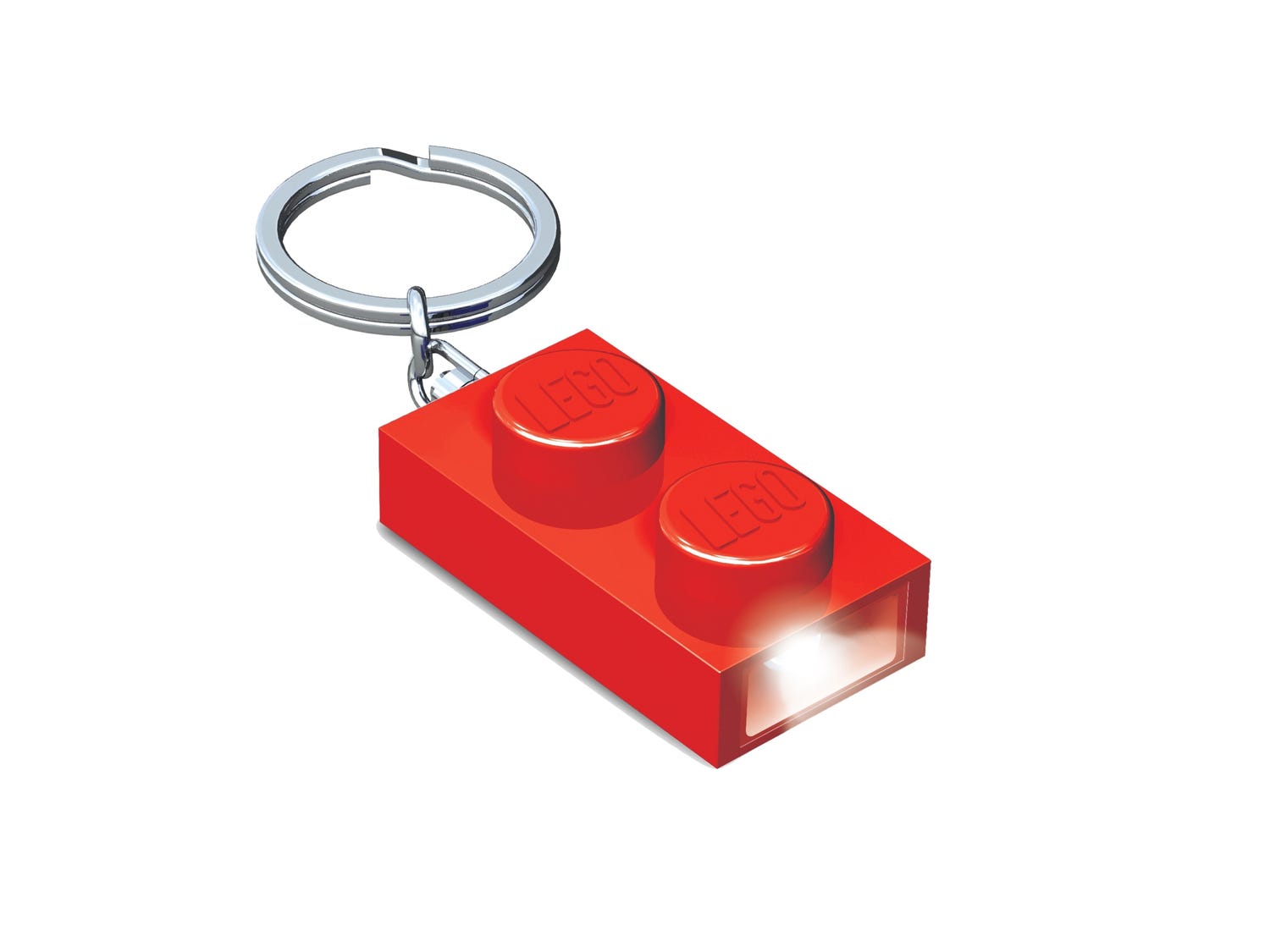 1x2 LEGO® Stein-Schlüsselanhänger mit Licht (Rot)