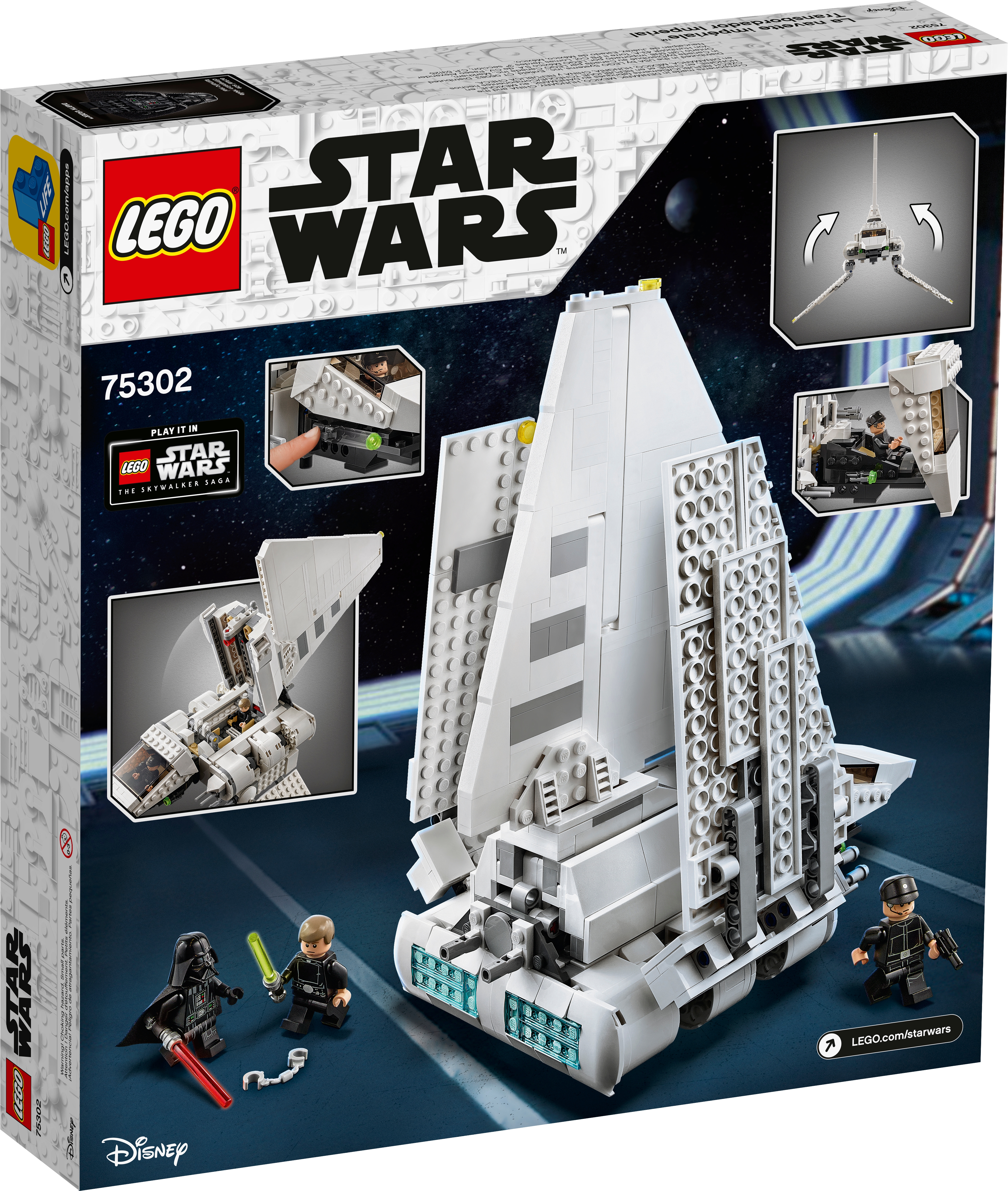 LEGO 75302 Star Wars La Navette impériale Jeu de Construction Minifigurines de Luke Skywalker avec Son Sabre Laser et Dark Vador