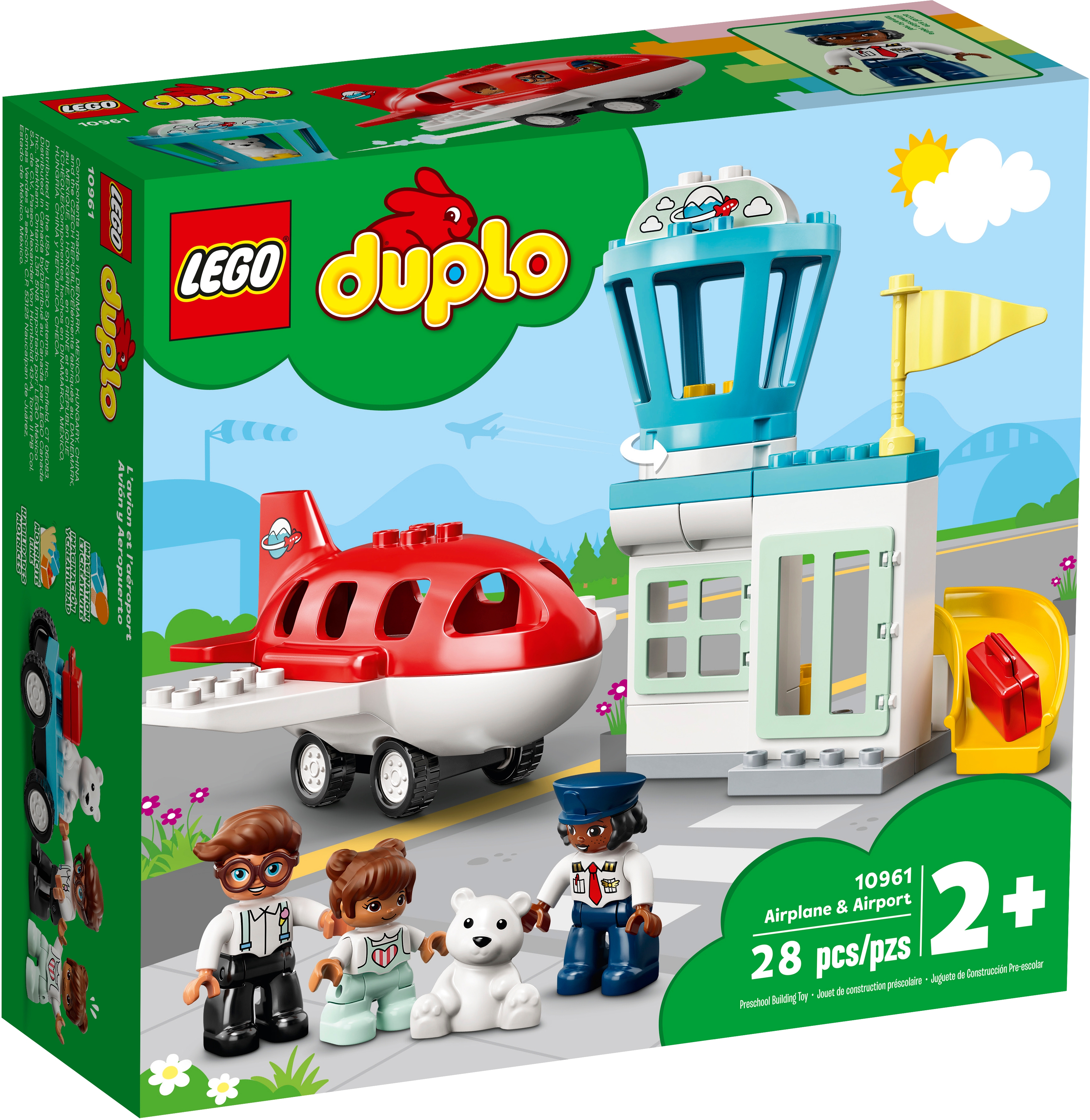 Learning Toy for Toddlers 2 LEGO 10961 DUPLO Town Aeroplane & Airport Playset with Airplane and Pilot Figure Years