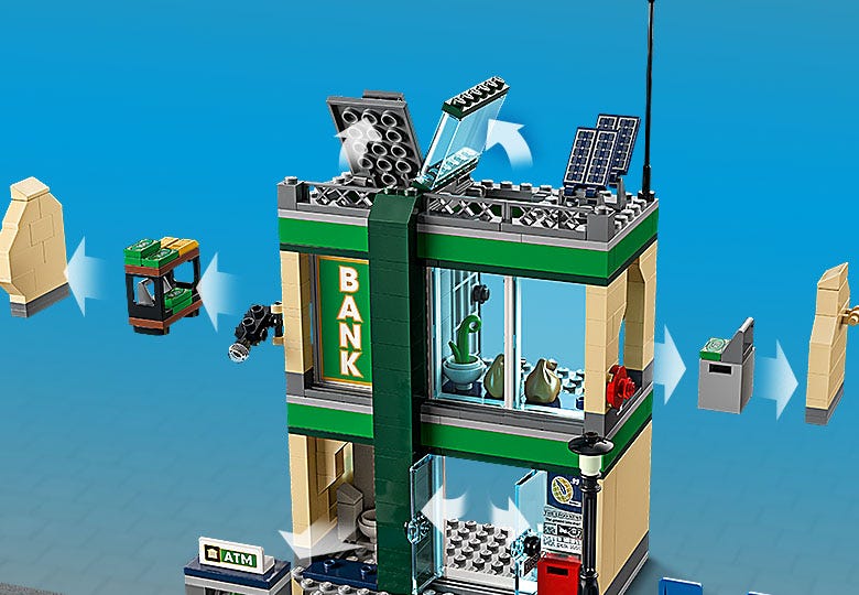 City Bank Lego 60140 Prezzo Police Chase At The Bank 60317 City