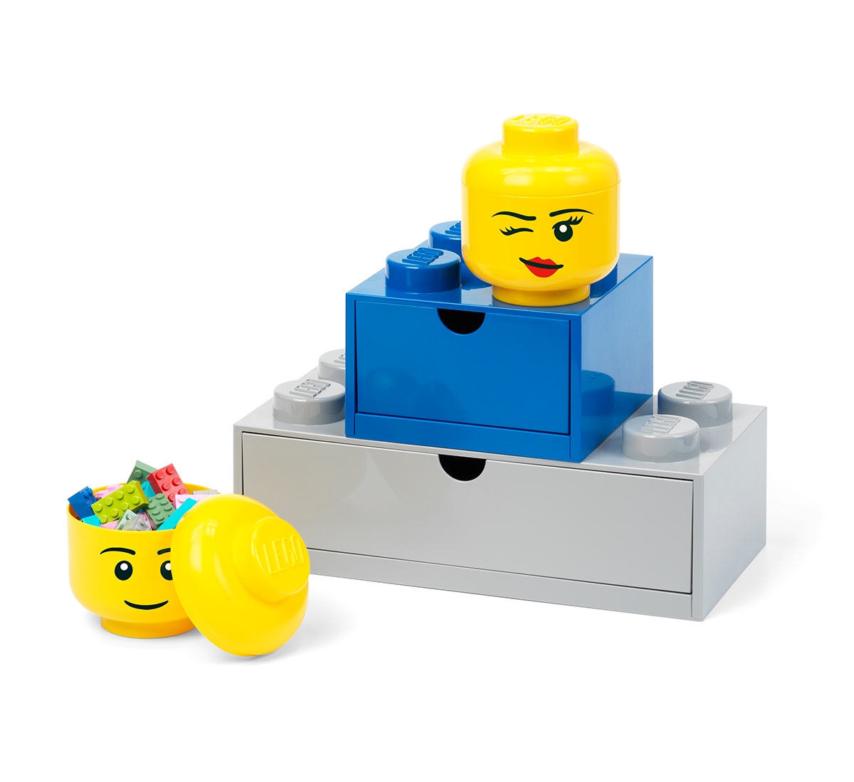 LEGO STORAGE HEADS OFFICIAL KIDS BEDROOM TOY BOX 