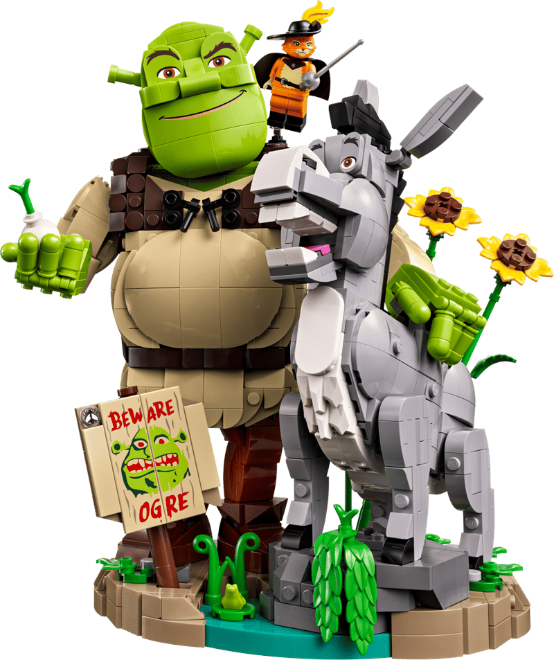 Le set LEGO 72423 Shrek, l'Âne et le Chat Potté