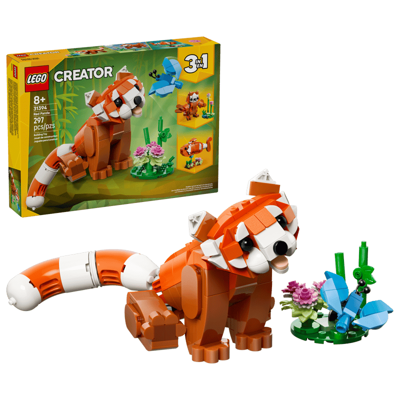 LEGO Creator 3 in 1 Cute Animals Red Panda box and model