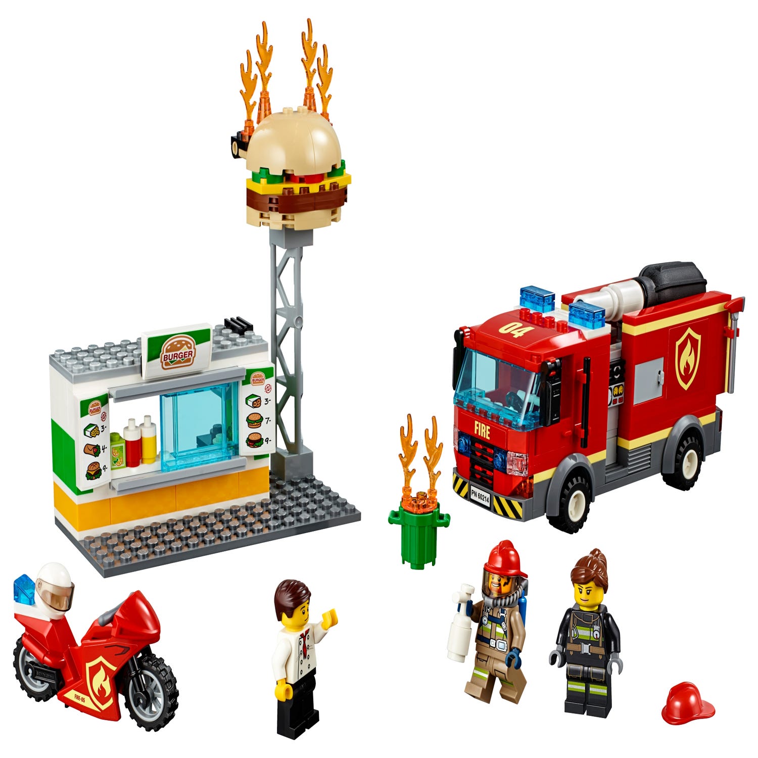 Respect Onverschilligheid Berg kleding op Brand bij het hamburgerrestaurant 60214 | City | Officiële LEGO® winkel NL