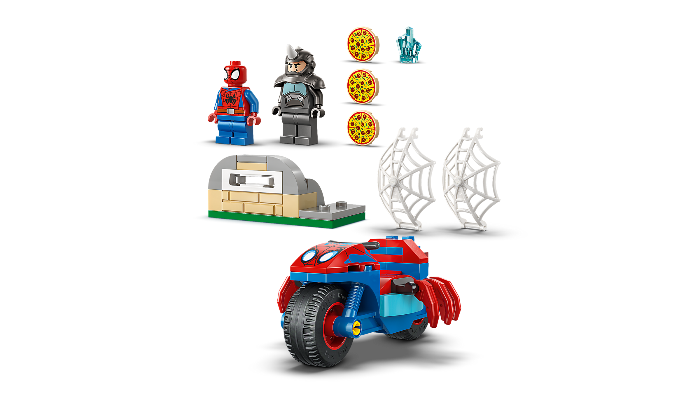 バイクに乗ってライノを追うスパイディ 11206 | マーベル |レゴ®ストア
