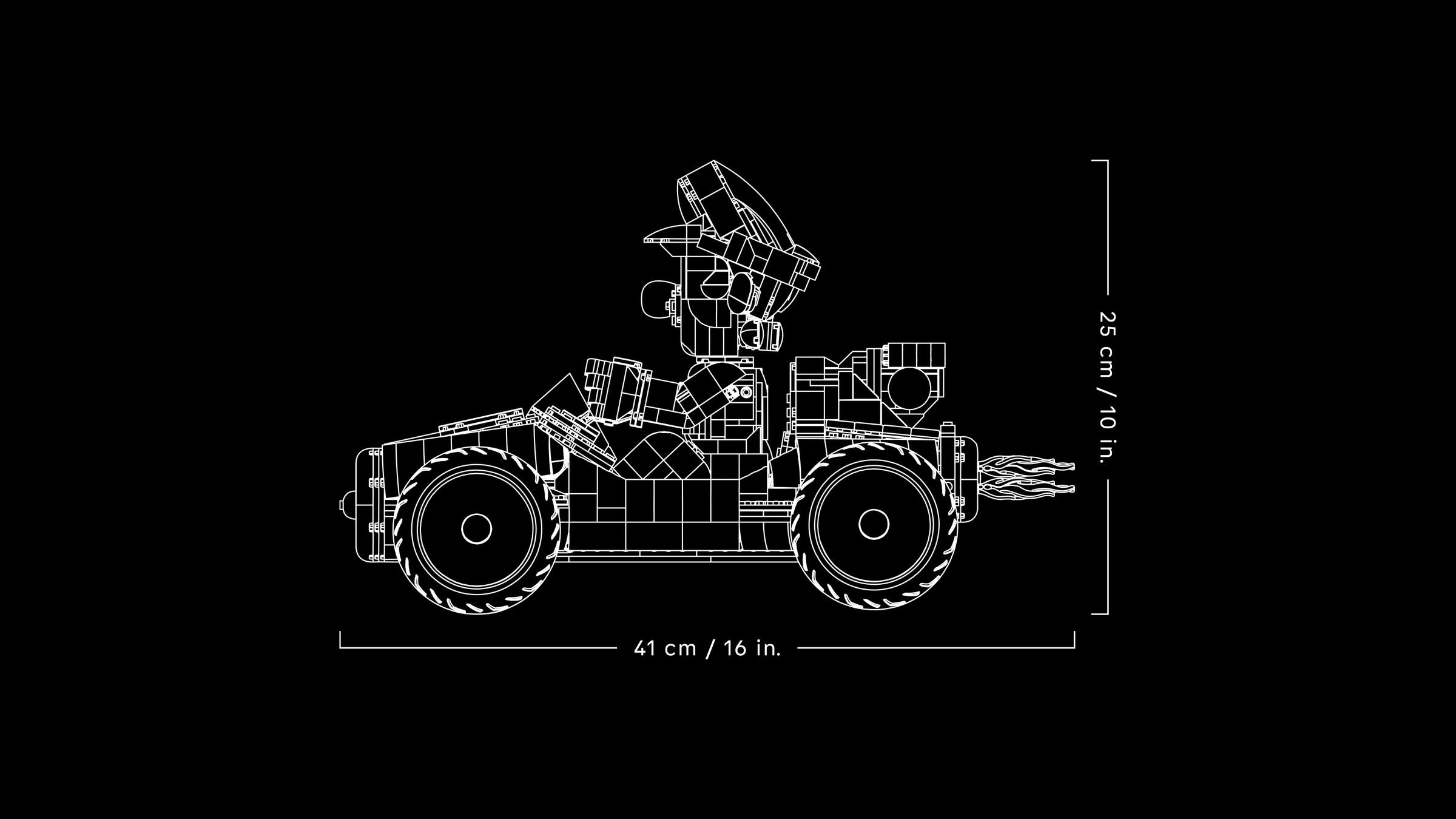 LEGO 72050 Technische Zeichnung mit Masse: 41 cm lang, 25 cm hoch