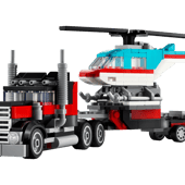 Le camion remorque avec hélicoptère