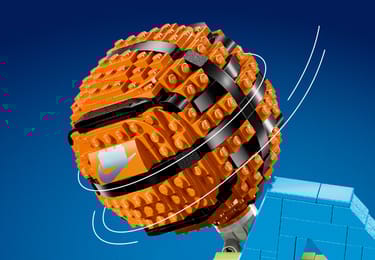 A close up of the rotating basketball
