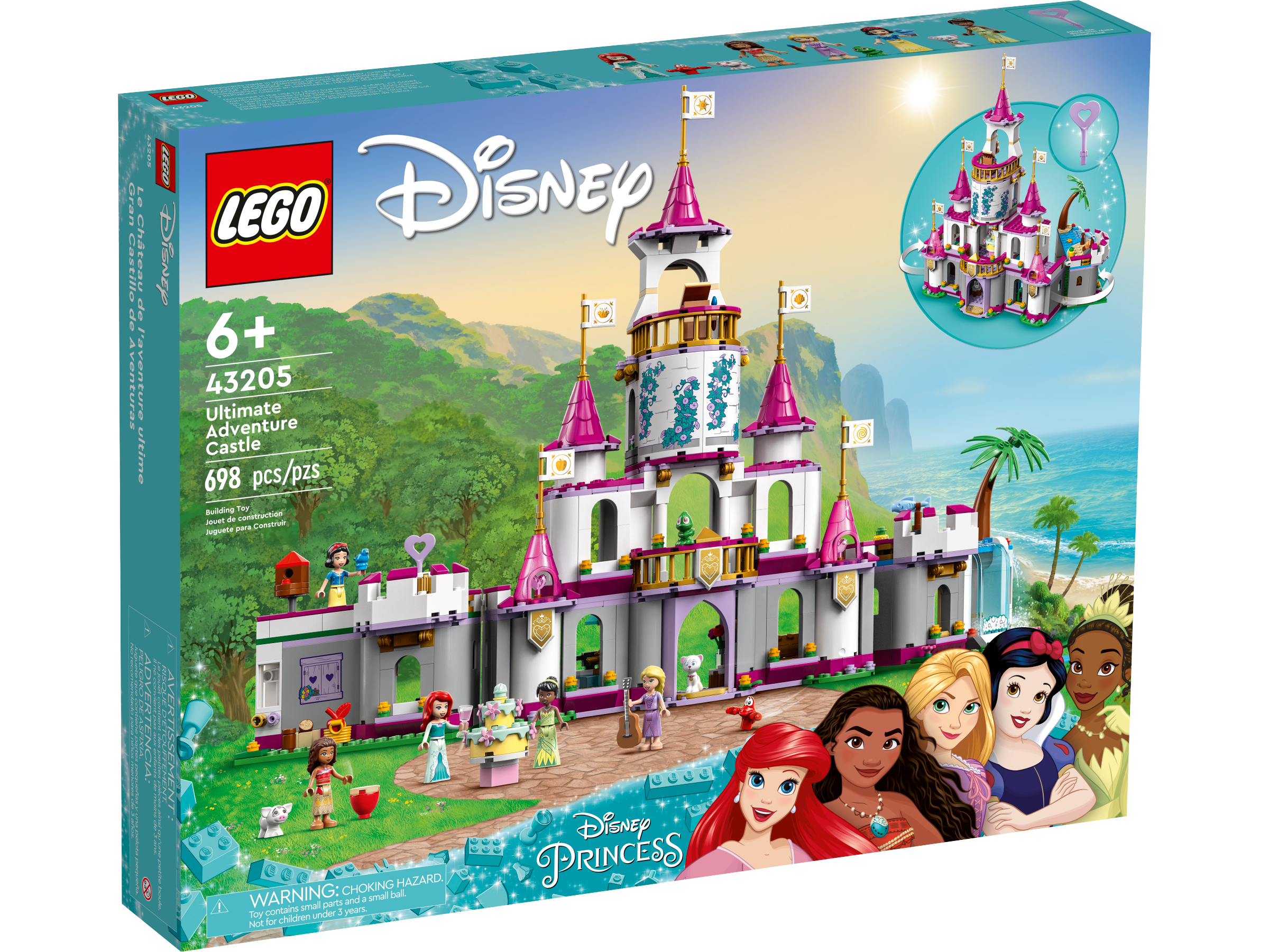 LEGO 43205 Disney Princess Aventures Épiques dans le Château, Jouet Ariel,  Vaiana et Raiponce, Figurines Animaux, Enfants Des 6 - ADMI