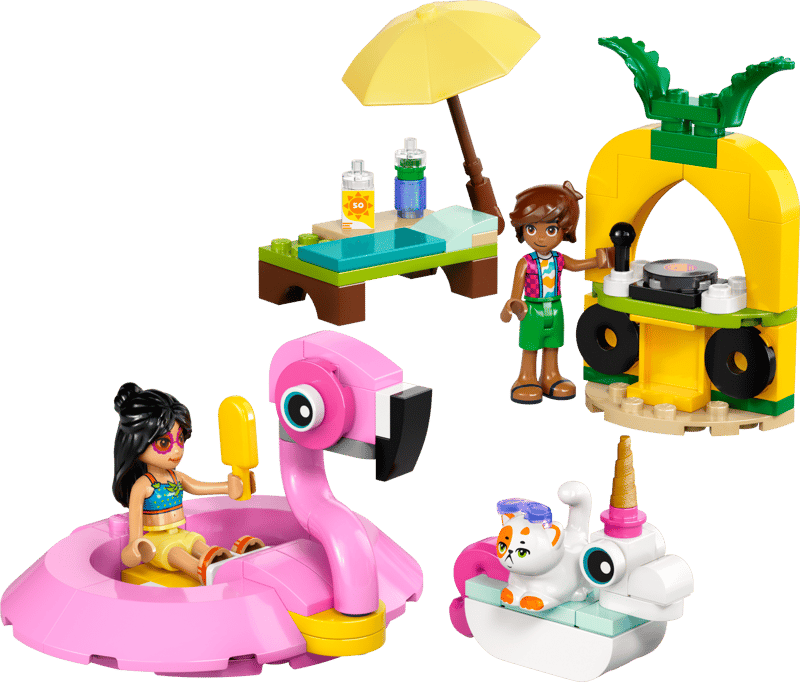 Fête dans la piscine avec les bouées licorne et flamant rose - Image 1