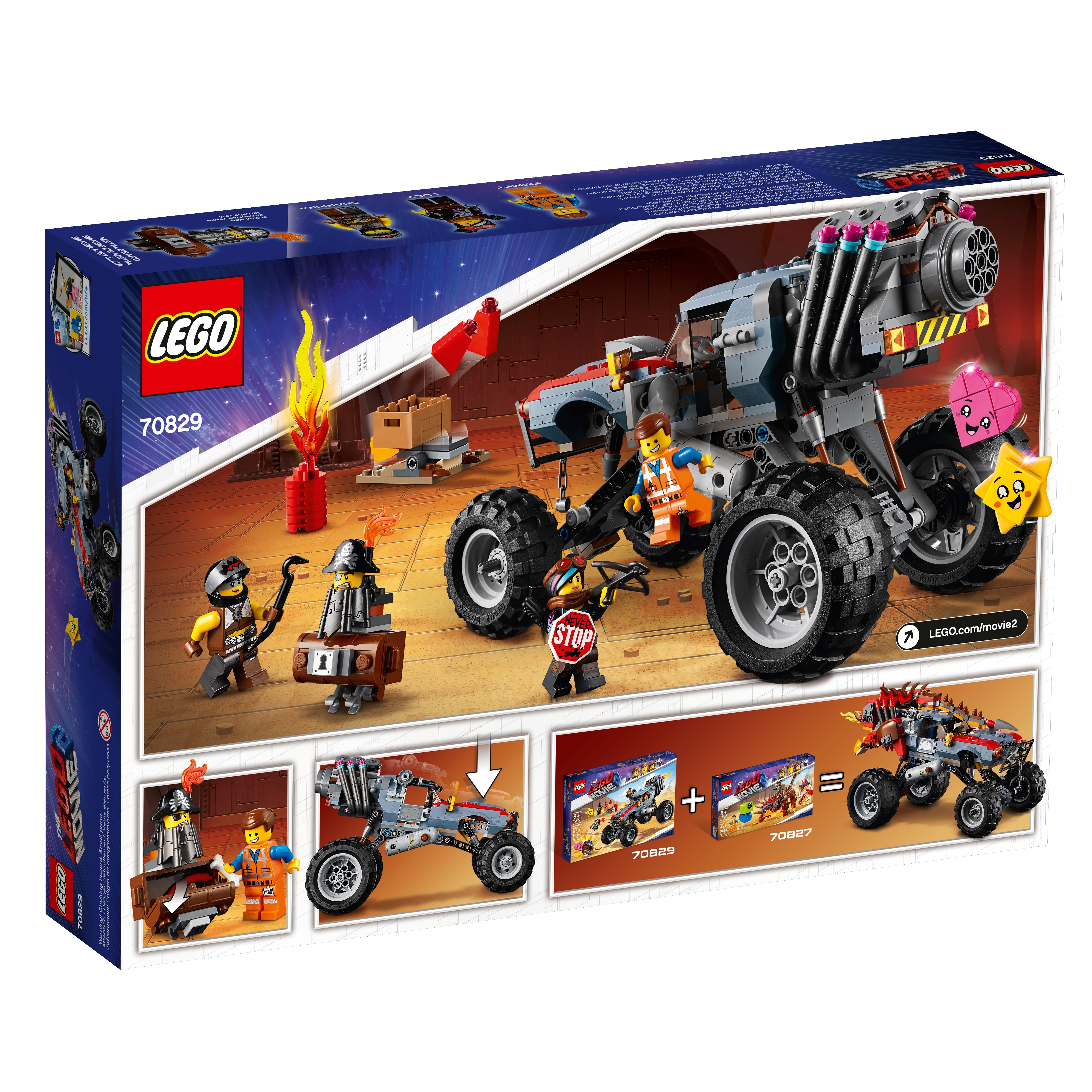 New 2019 550 Pieces Build and Play Toy Car with Action Heroes LEGO THE LEGO MOVIE 2 Escape Buggy 70829 Building Kit 