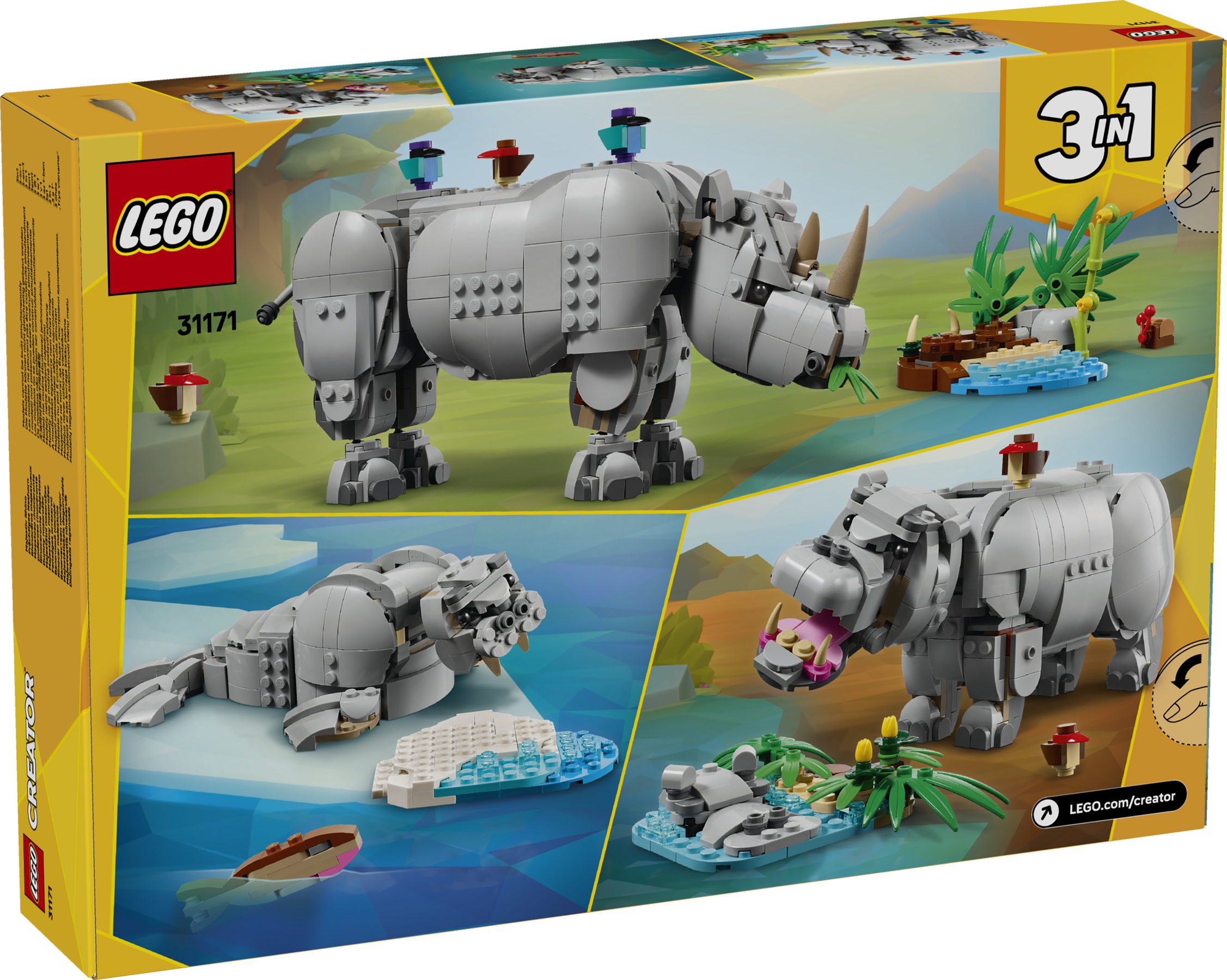 野生のどうぶつ：サイと鳥 31171 | クリエイター3in1 |レゴ®ストア公式