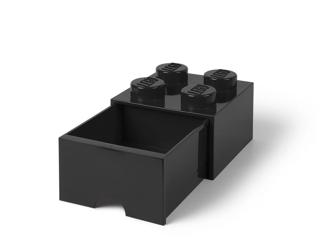 Image of LEGO® Aufbewahrungsstein mit 4 Noppen und Schubfach in Schwarz
