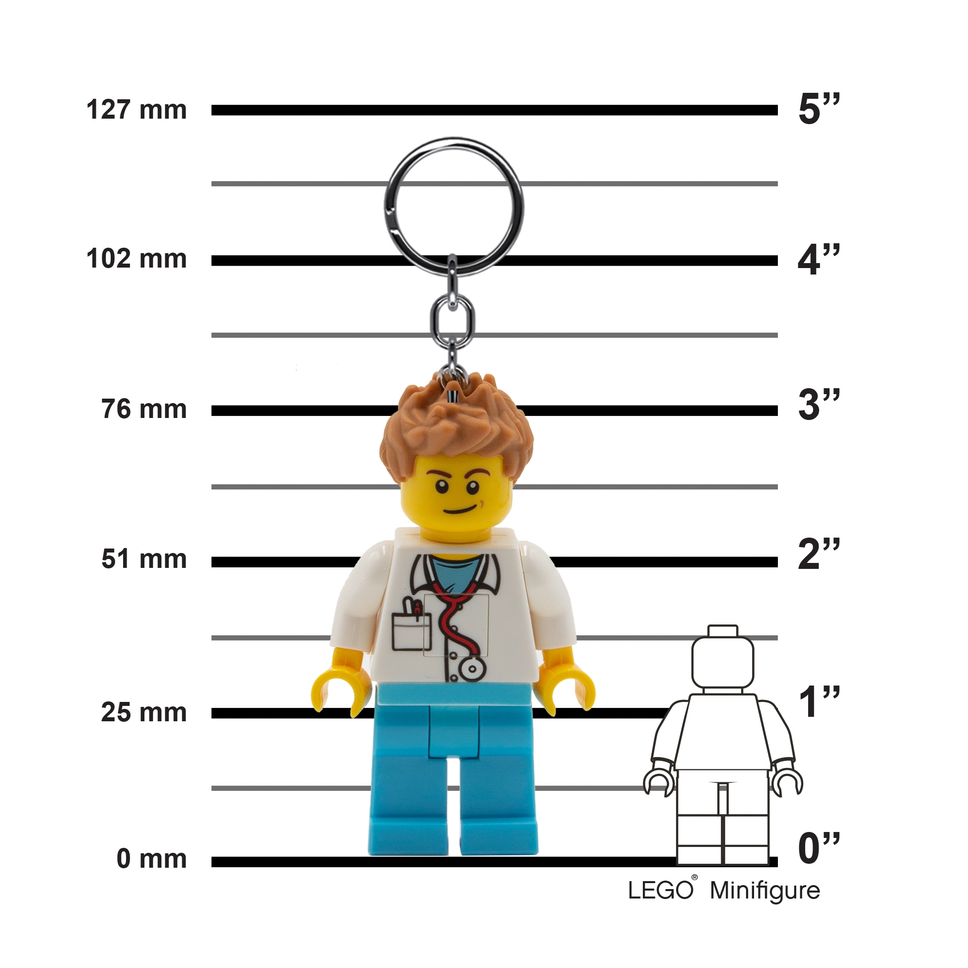 Llavero LEGO® con minifigura alta de 7,6 cm para médicos y enfermeras, luz  LED