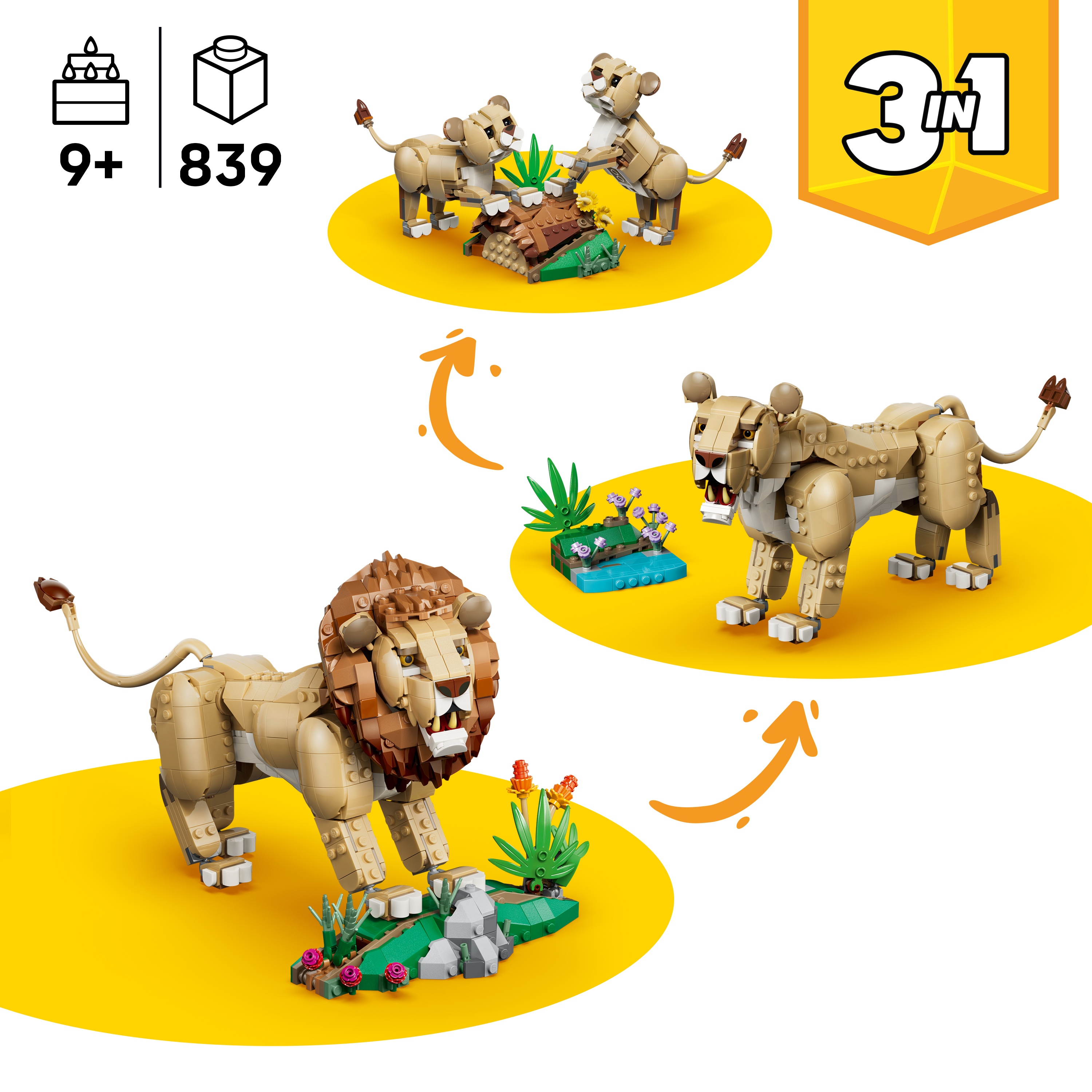 野生动物：威武的狮子31386 | Creator 3 合1 | LEGO.com CN